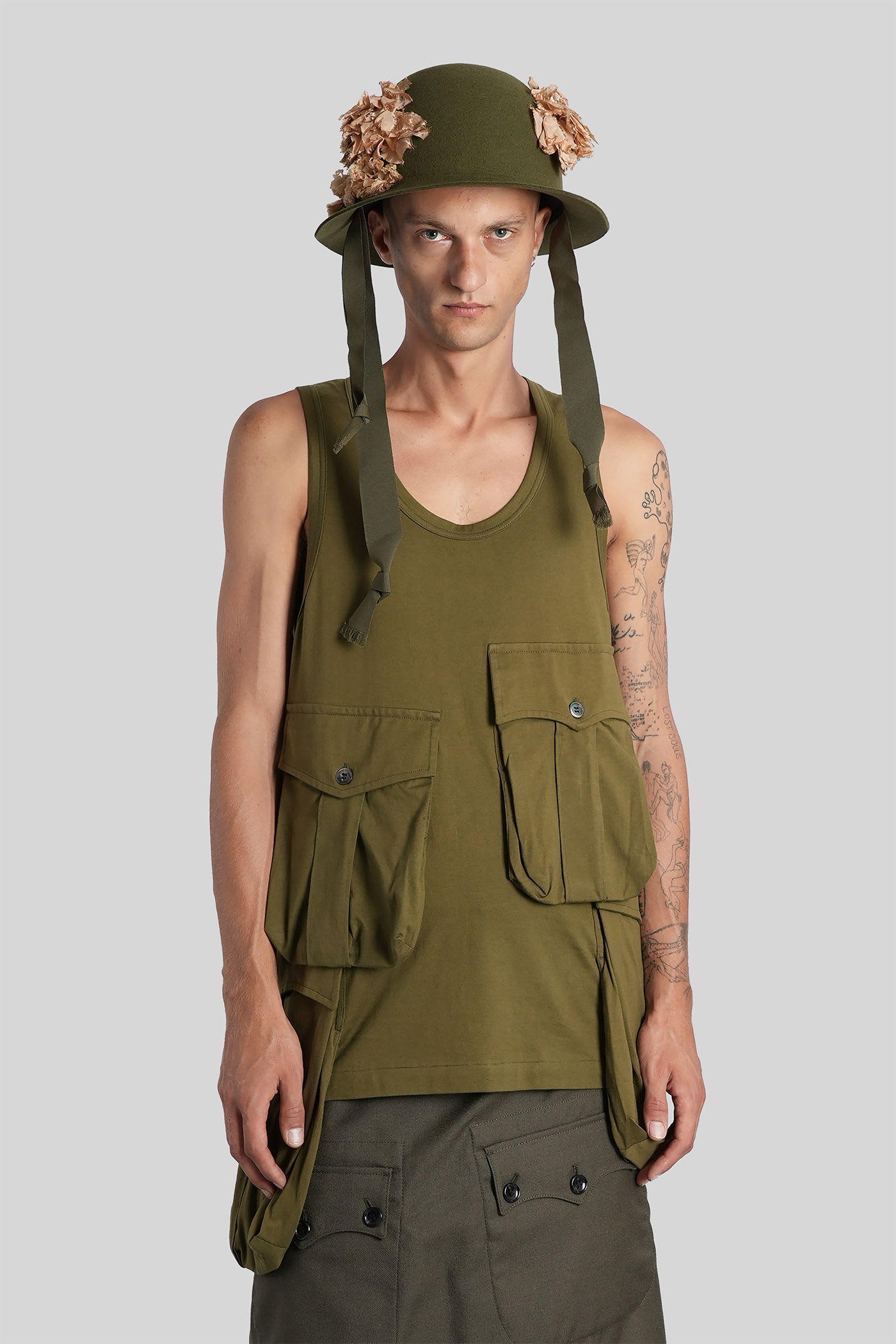 Comme Des Garçons Homme Plus Tank Top In Green Cotton