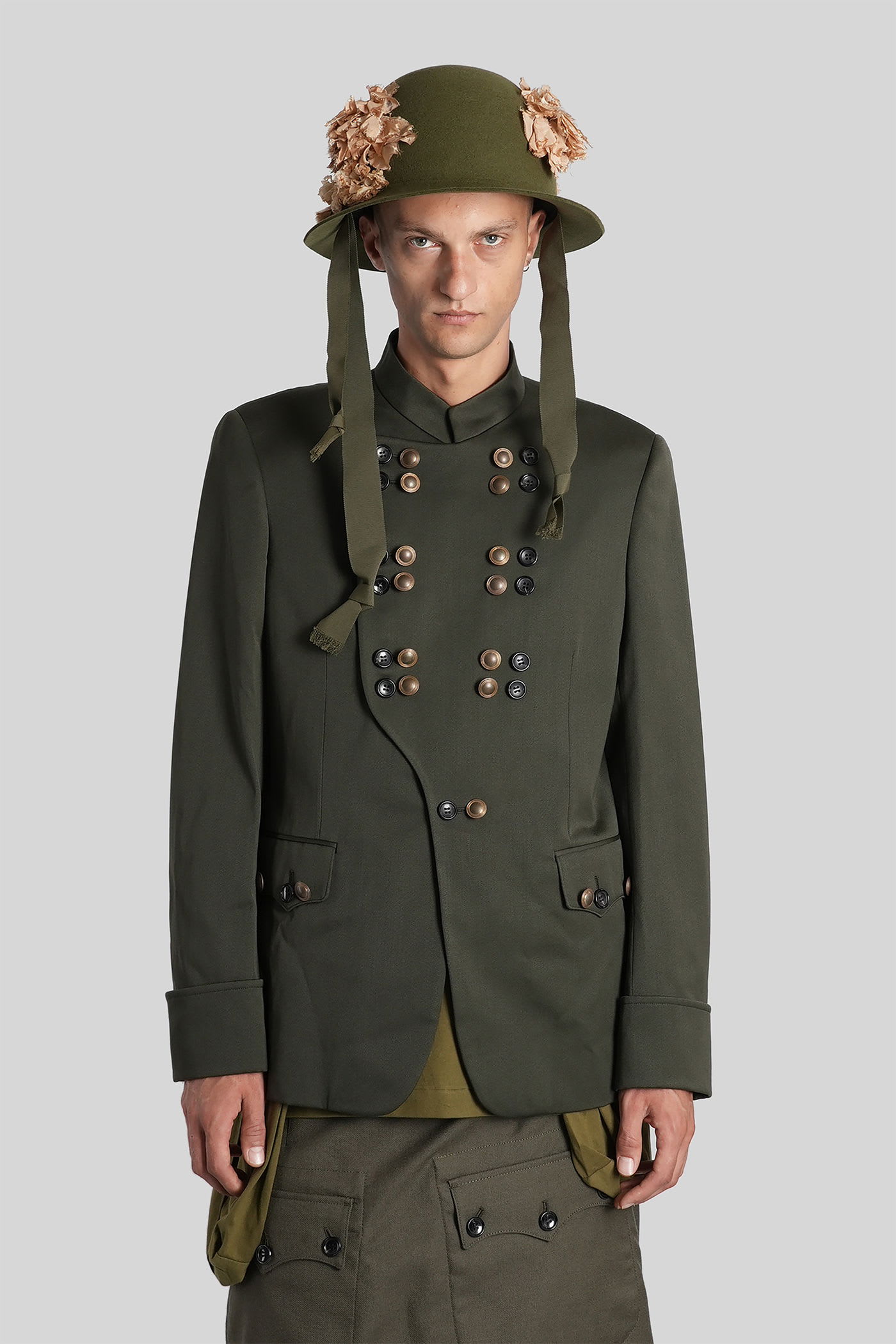 Comme Des Garçons Homme Plus Blazer In Green Wool