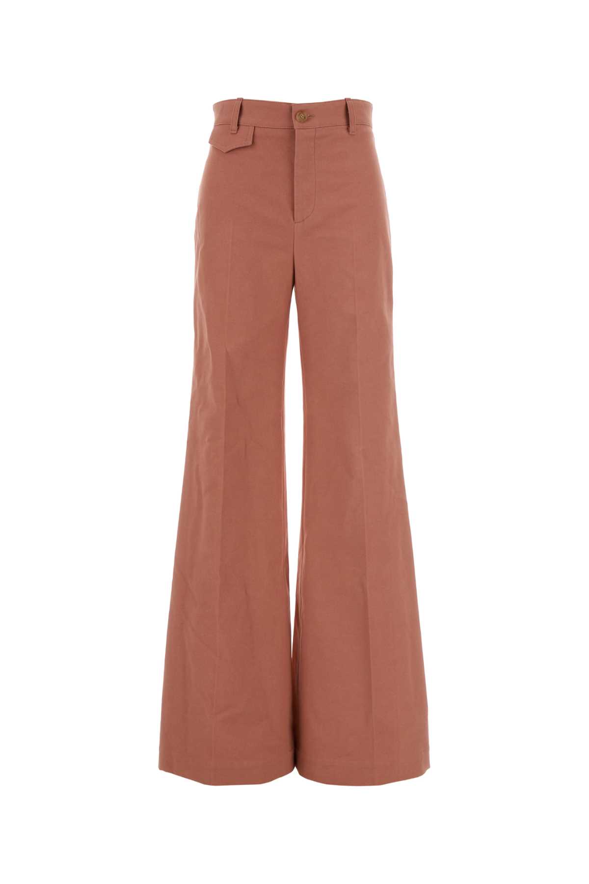 Chloé Dark Pink Cotton Flared Leg Pant
