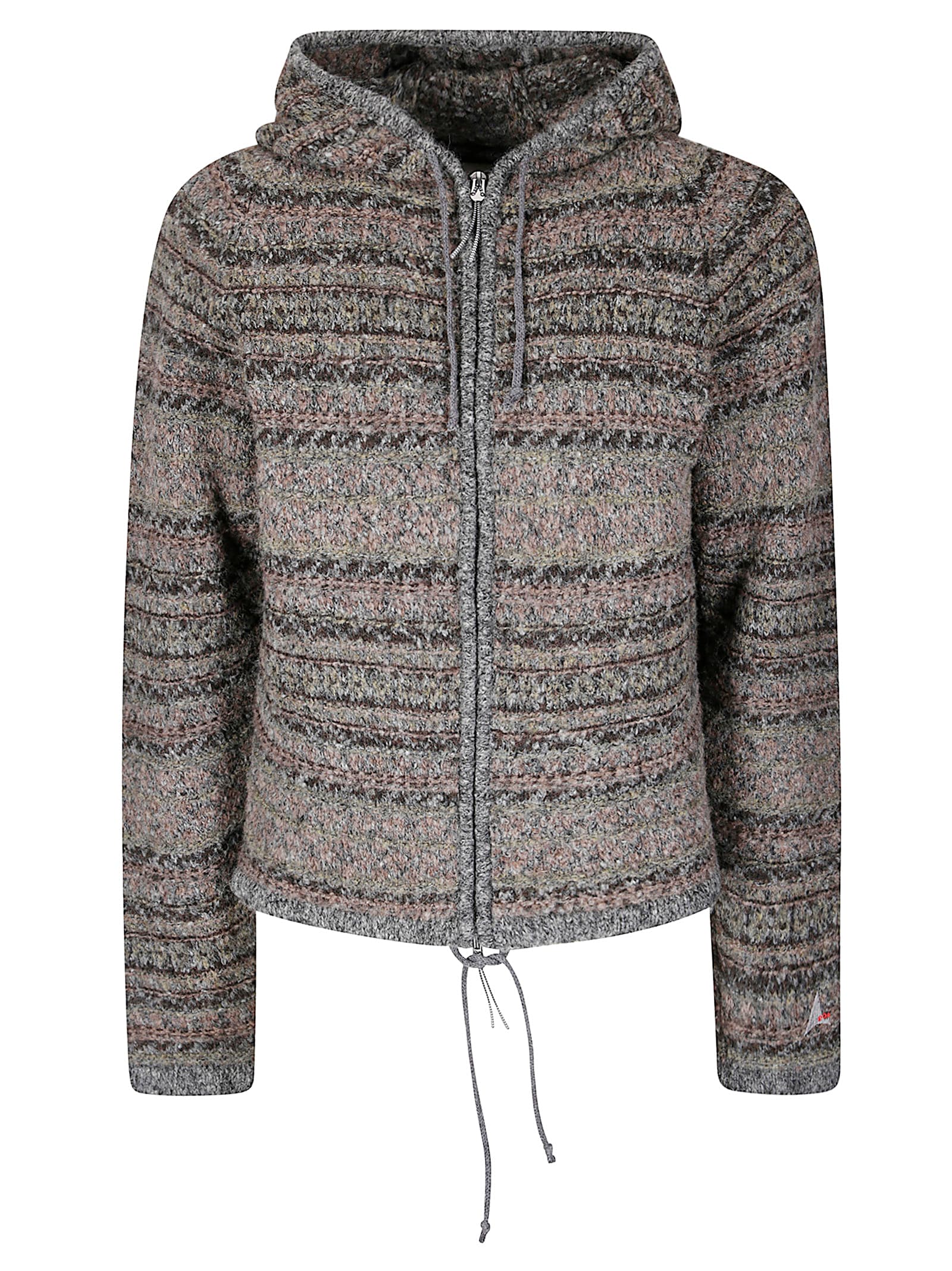 ROA Fair Isle Felted Knit Zip Up Hoodie