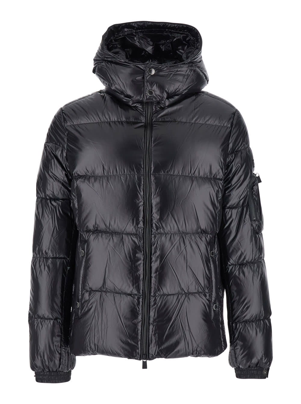 TATRAS belbo Black Down Jacket With Hood And Logo Patch On The Side In Tech Fabric Man
