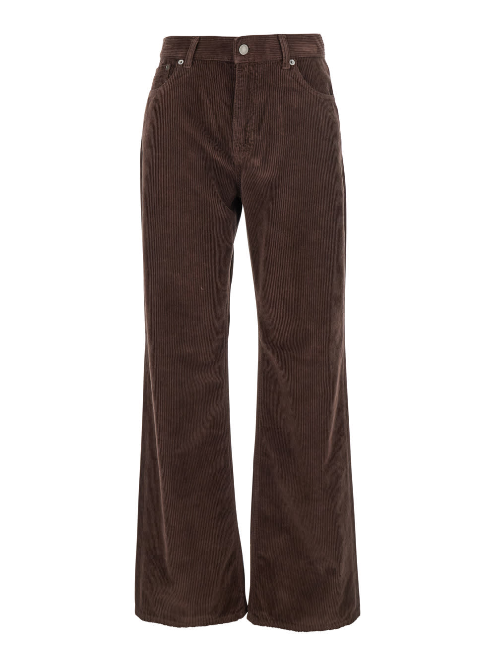 Haikure korea Brown Pants With Logo Patch On The Rear In Corduroy Woman