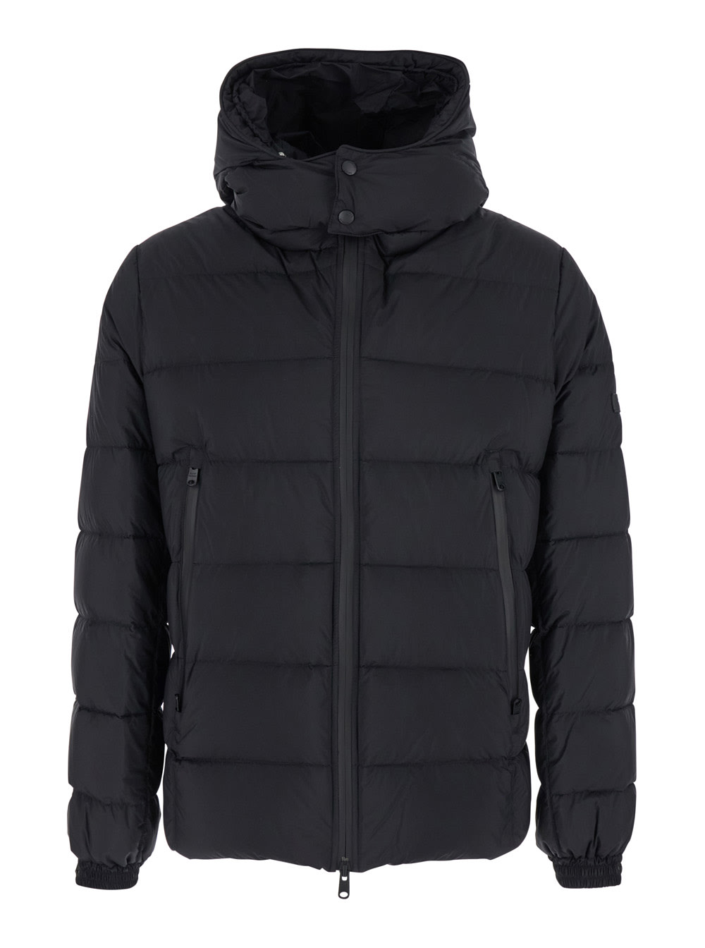 TATRAS borbore Black Down Jacket With Hood And Logo Patch On The Side In Tech Fabric Man