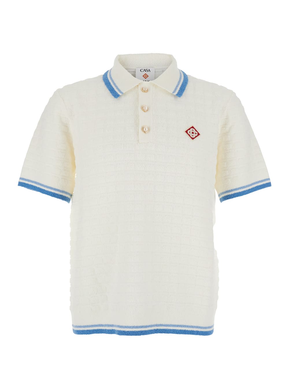 Casablanca White Shirt With Classic Collar And Chest Logo Patch In Cotton Man