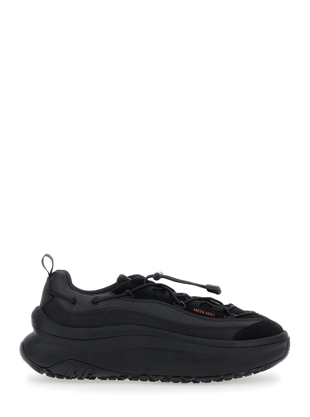 Moon Boot moon 247 Black Low Top Sneakers With Logo On The Tongue In Leather And Fabric Blend Woman
