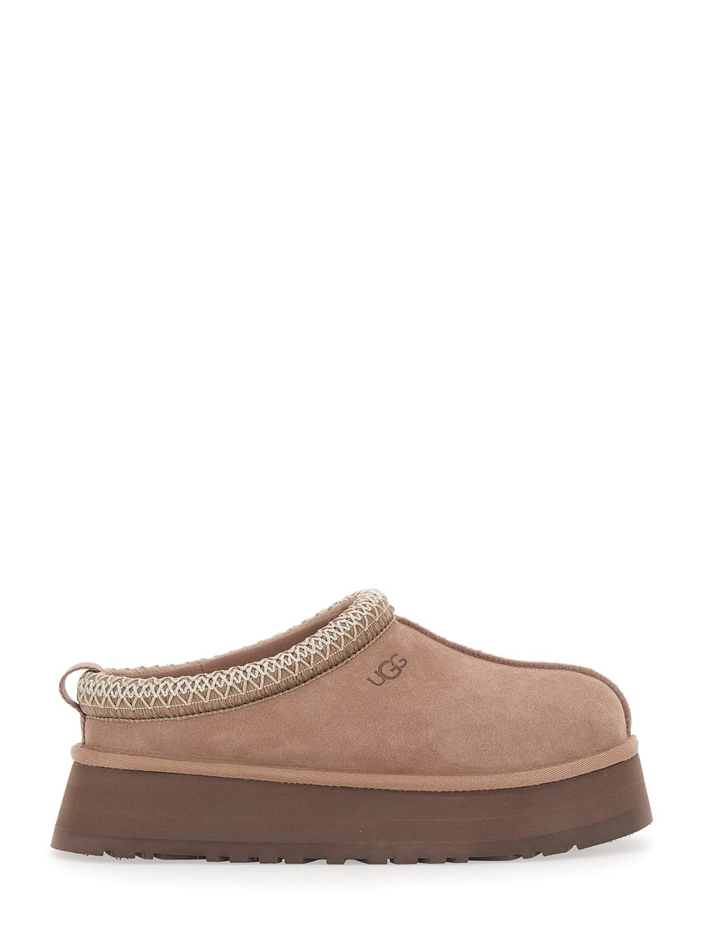 UGG tasman Beige Mules With Embossed Logo And Platform In Suede Woman