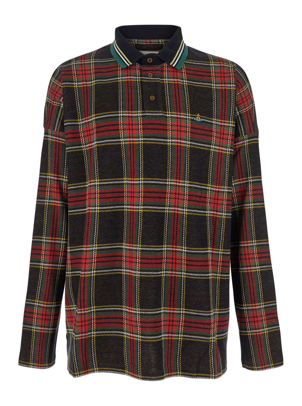 Vivienne Westwood Multicolor Polo Shirt With Orb Decoration On The Chest And All-over Tartan Motif In Cotton Man