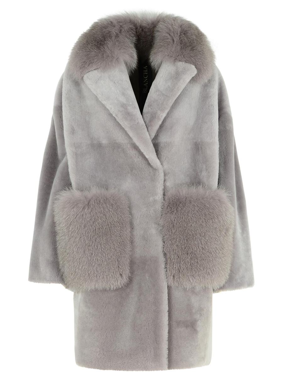 Blancha Grey Leather Coat