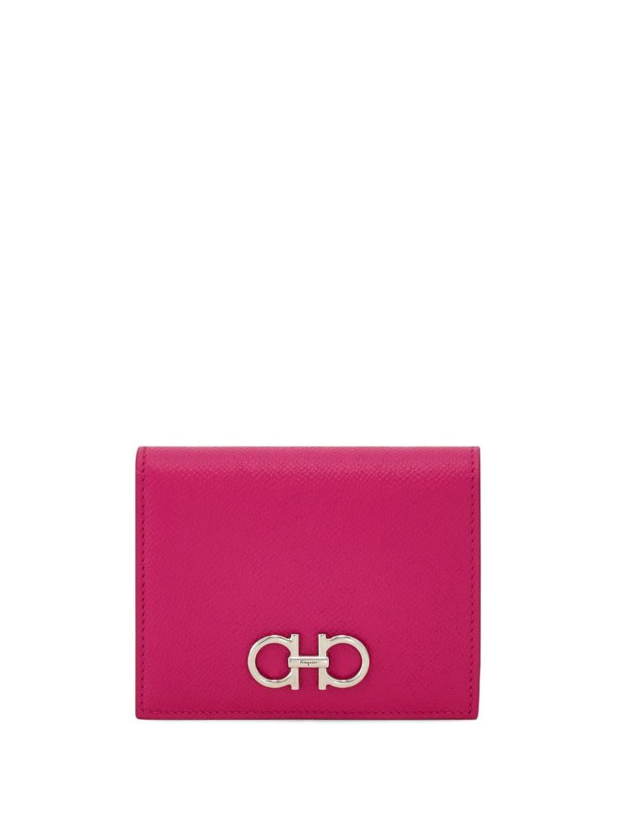 Salvatore Ferragamo Grained Leather Gancini Compact Wallet Accessories