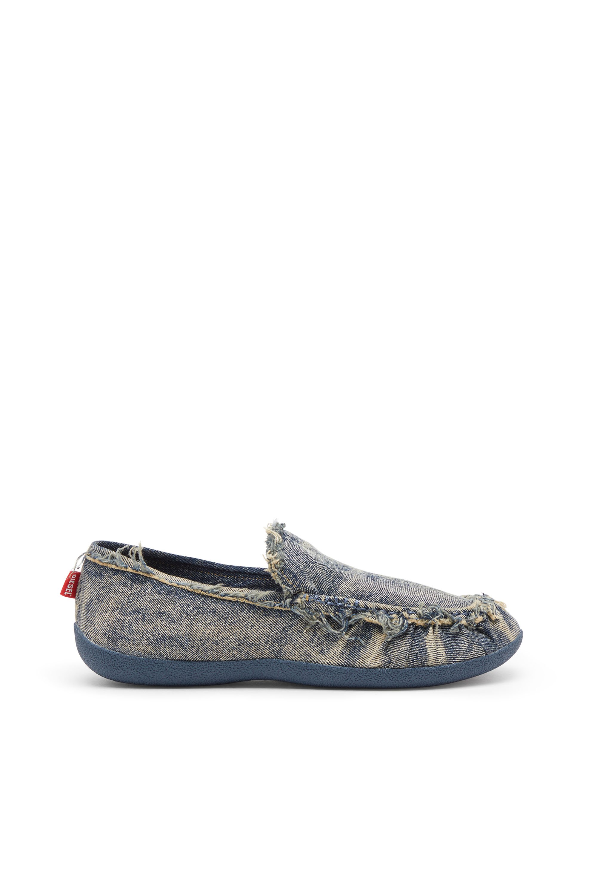 Diesel - D-Shock-Distressed denim loafers - Mocassins and Mules - Man - Blue
