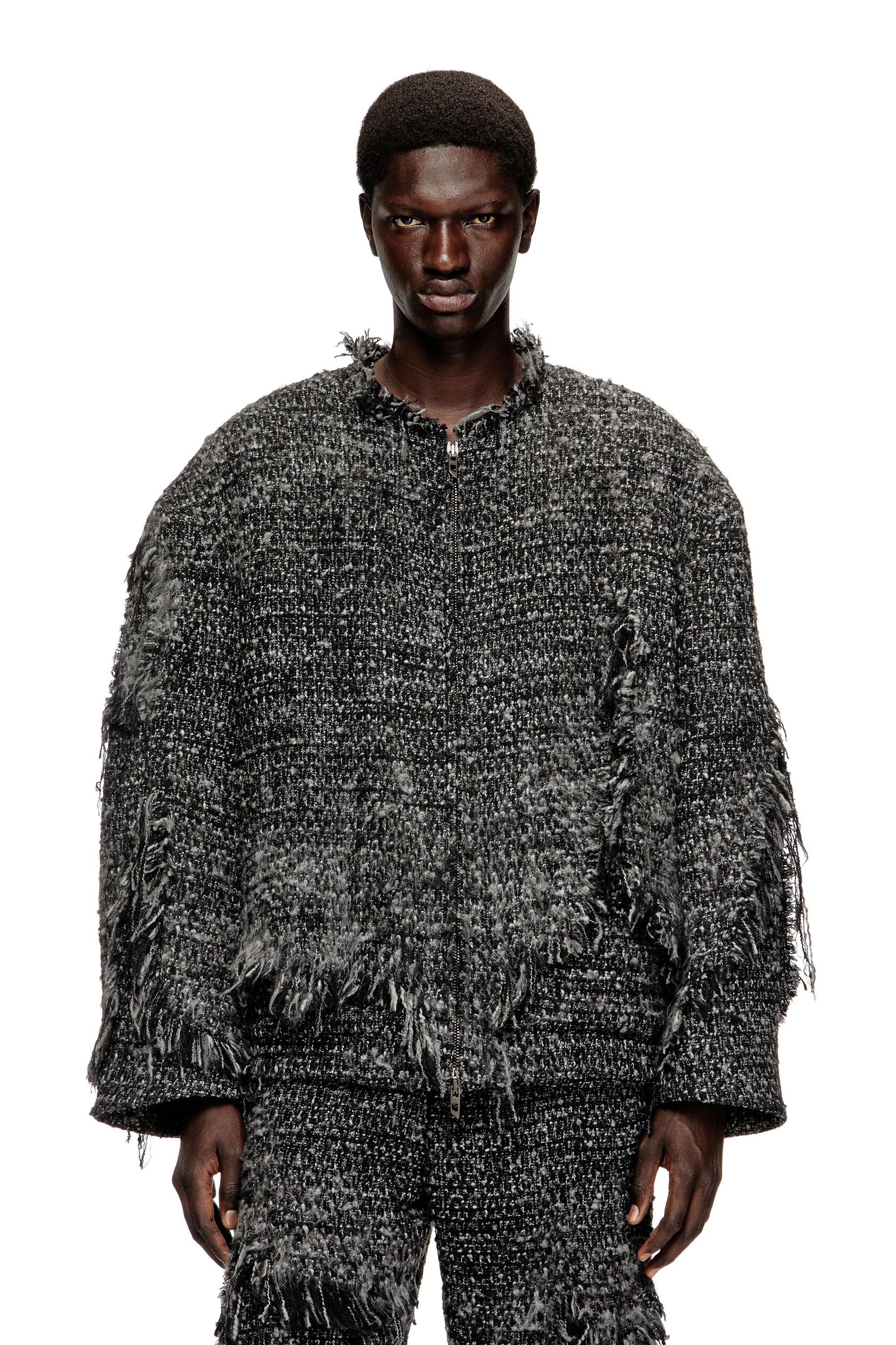 Diesel - Layered jacket in destroyed bouclé - Jackets - Man - Black