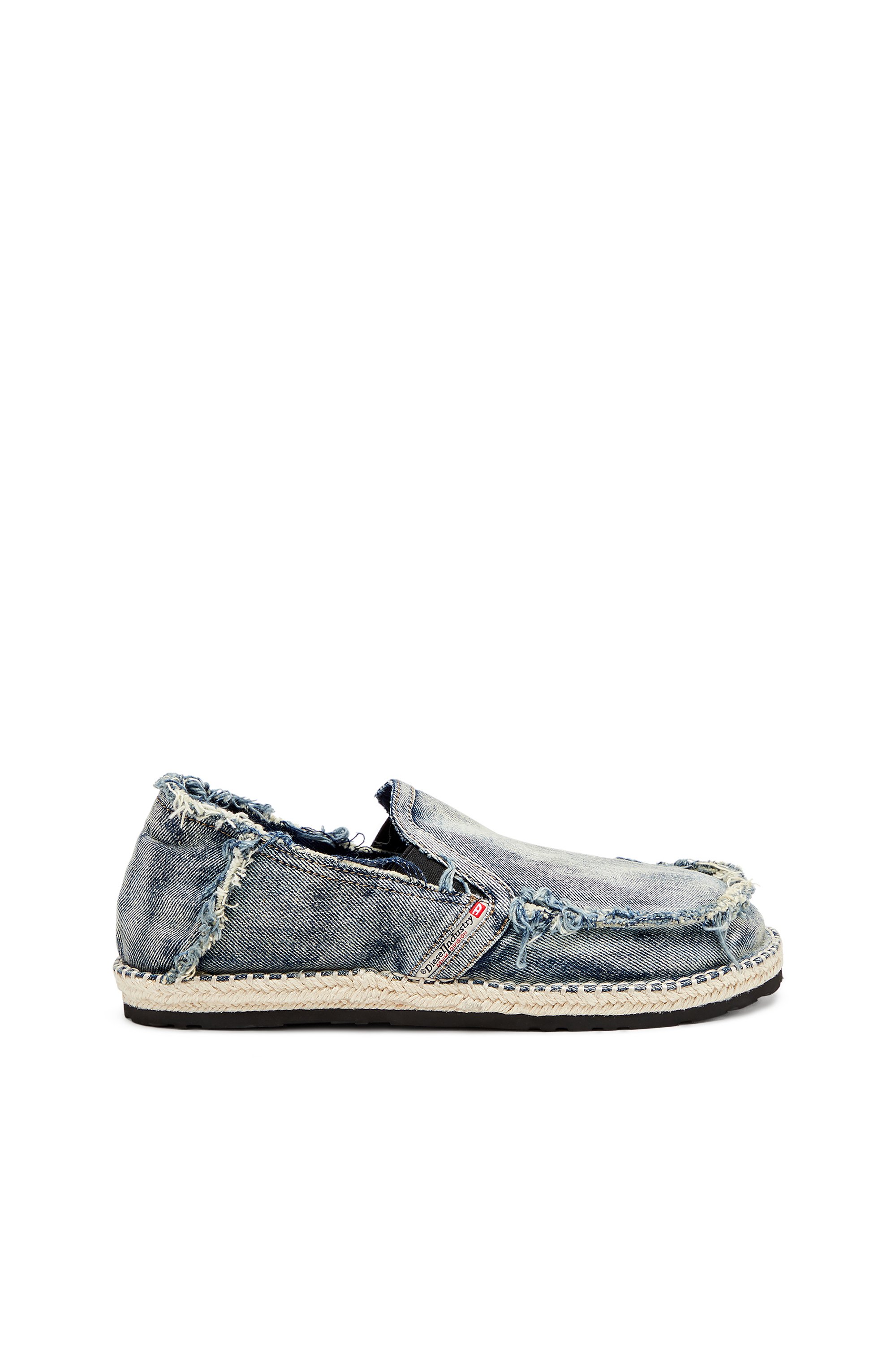 Diesel - D-Lukas-Espadrille loafers in distressed denim - Mocassins and Mules - Man - Blue