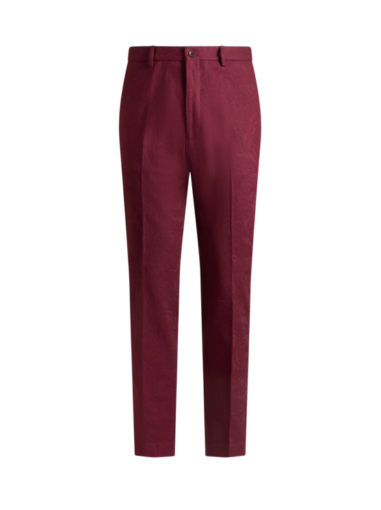 Etro, Pantalon En Jacquard De Coton, Homme, Bordeaux, Taille 60