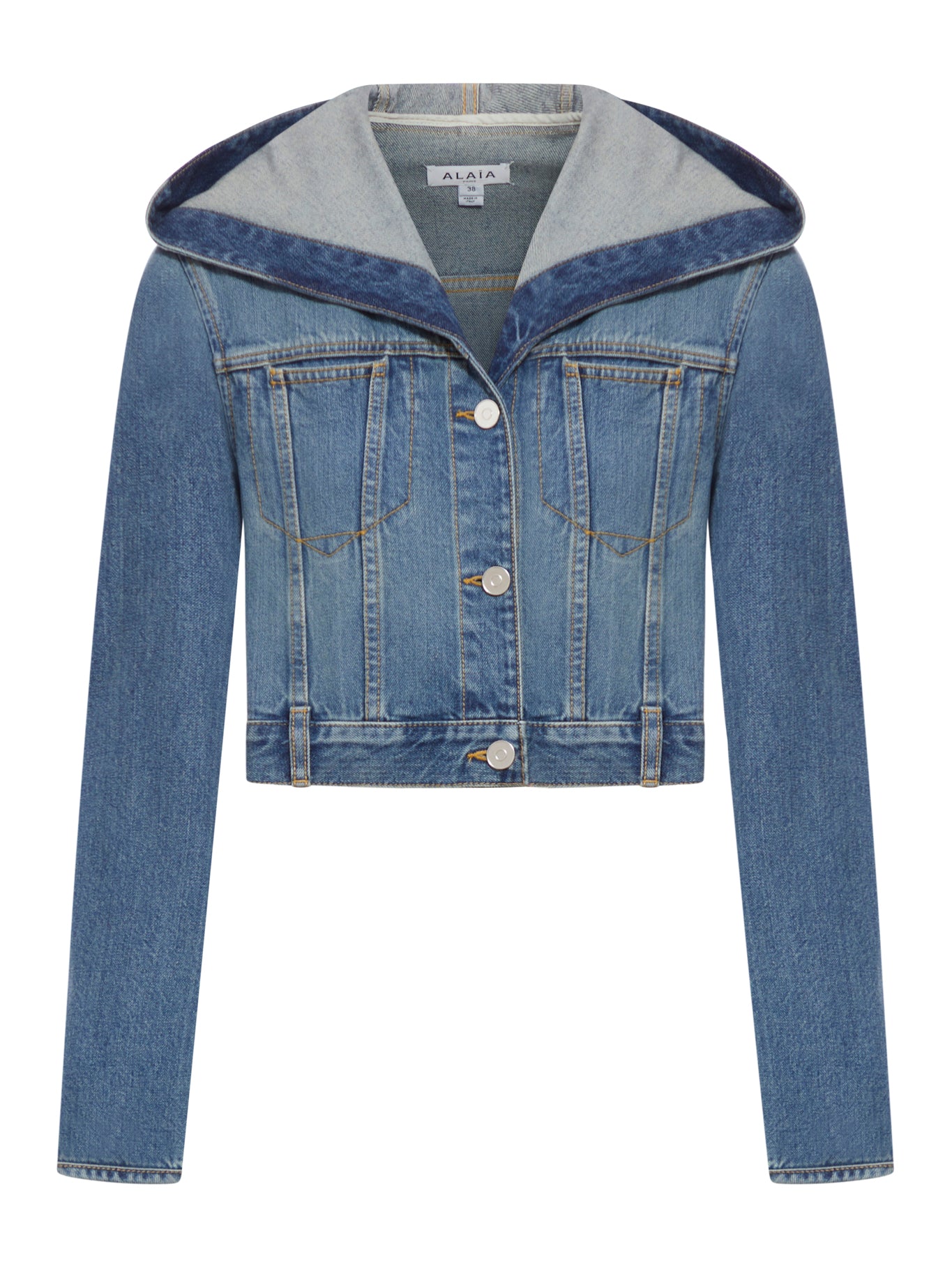 DENIM CROP HOODED JACKET - Alaia - Woman
