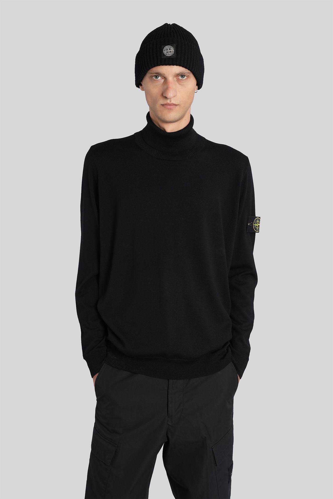 Stone Island Knitwear In Black Wool