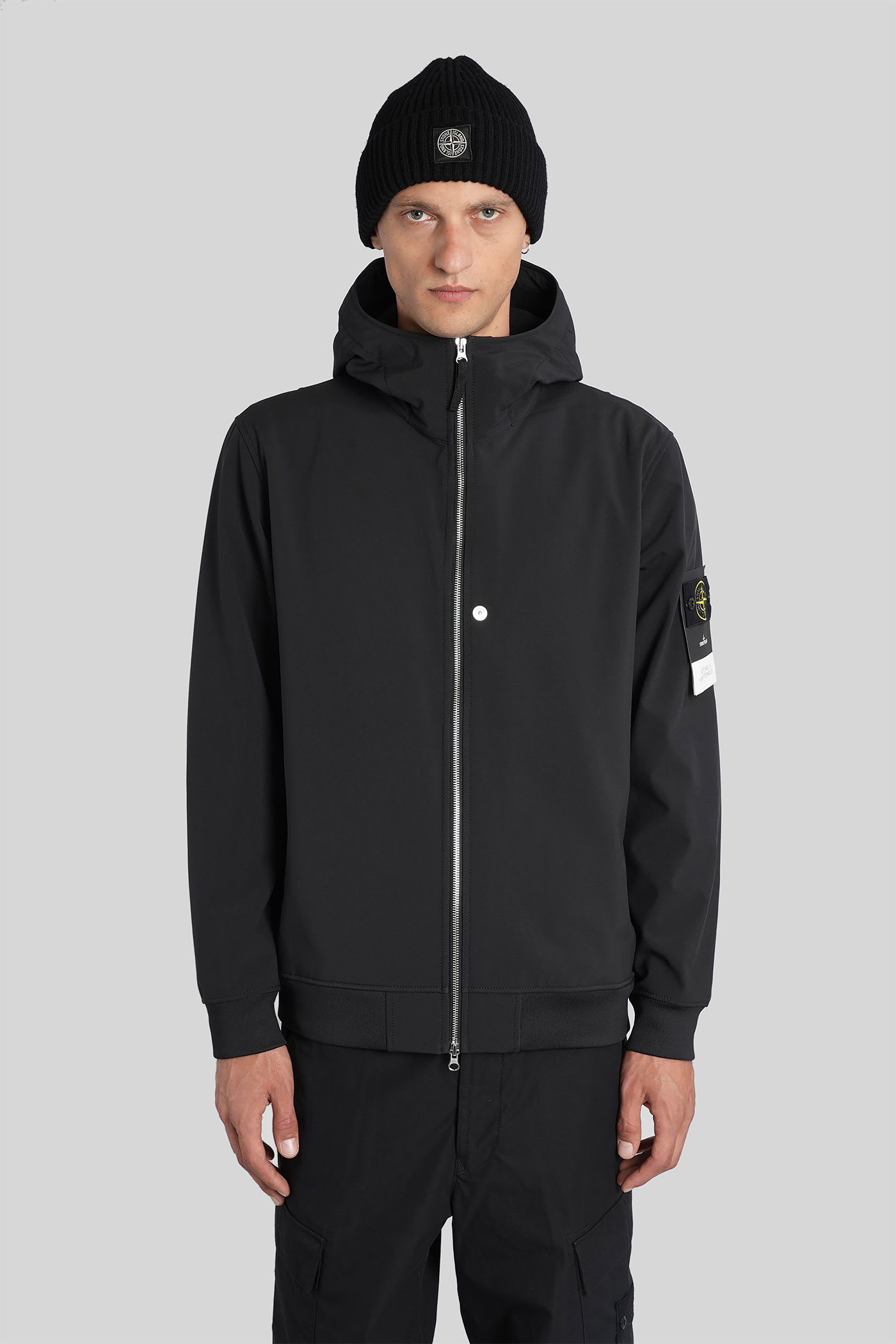 Stone Island Casual Jacket In Black Polyester