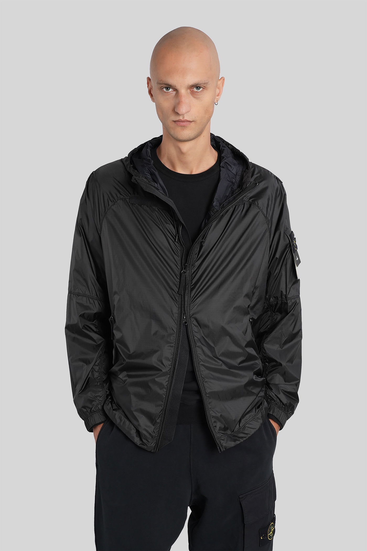 Stone Island Casual Jacket In Black Polyamide