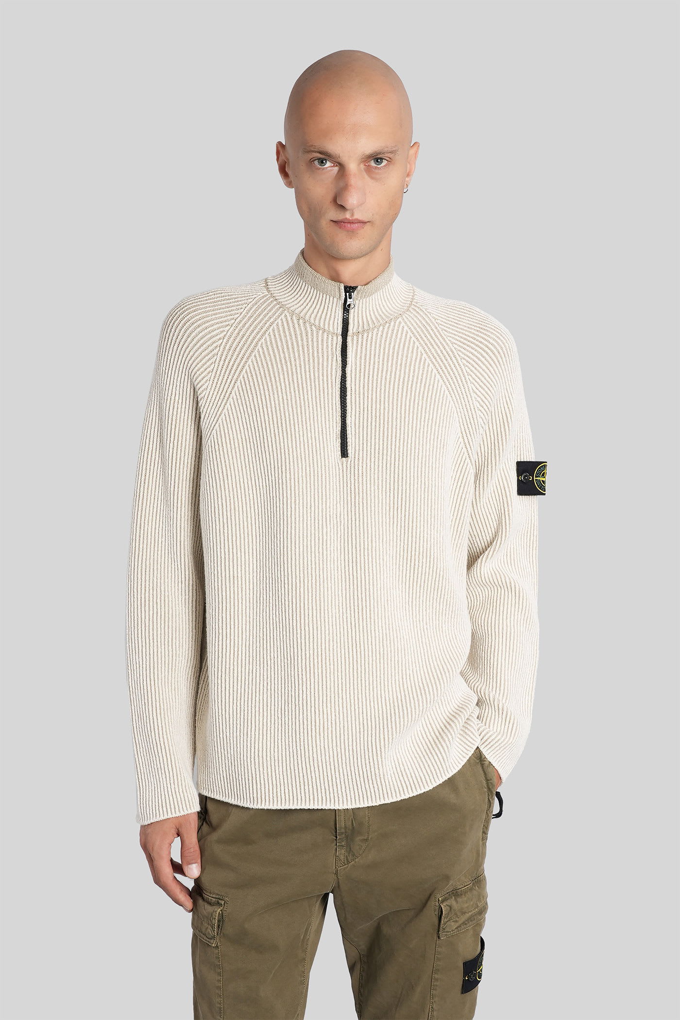 Stone Island Knitwear In Beige Wool