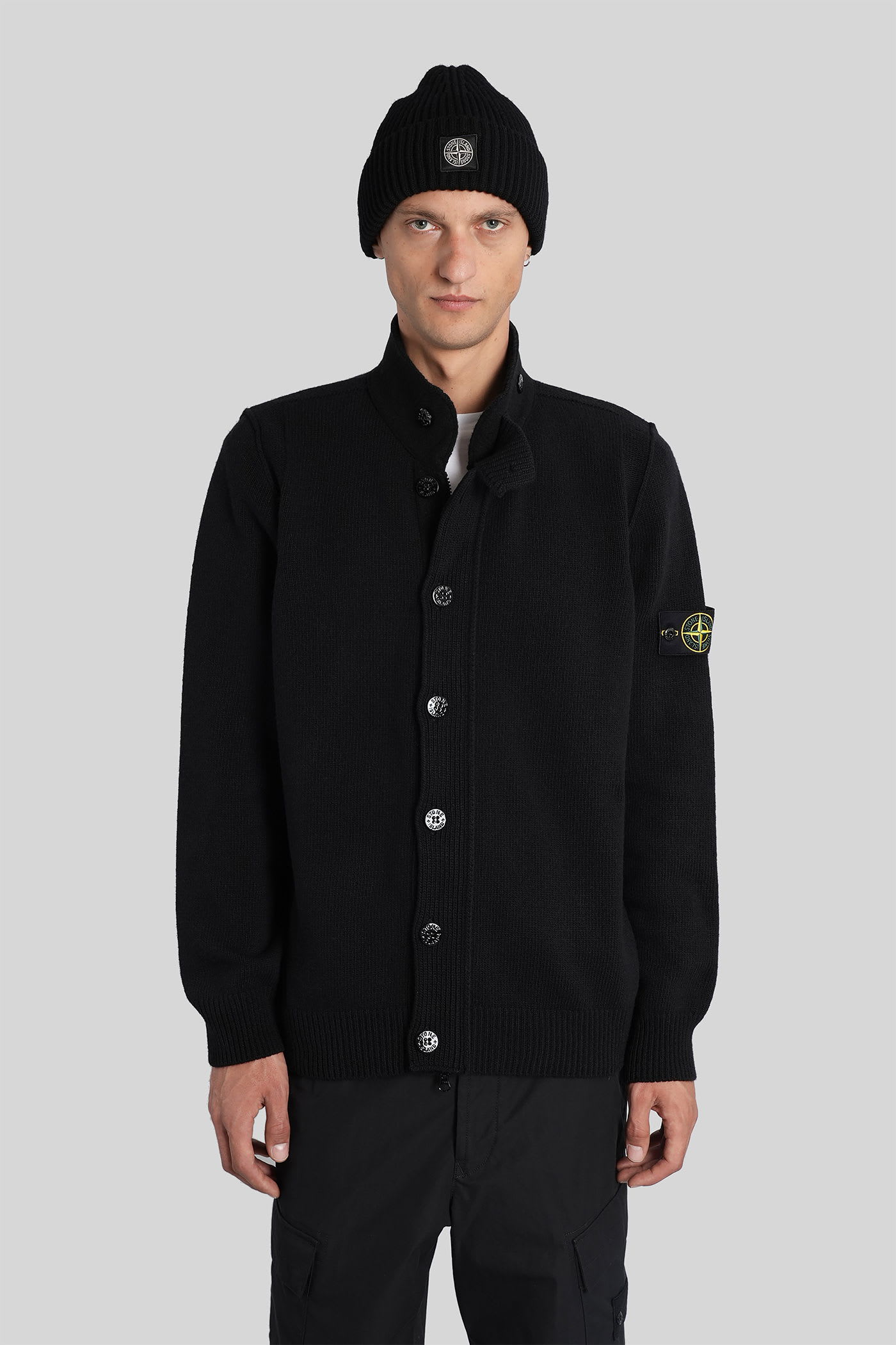 Stone Island Knitwear In Black Wool