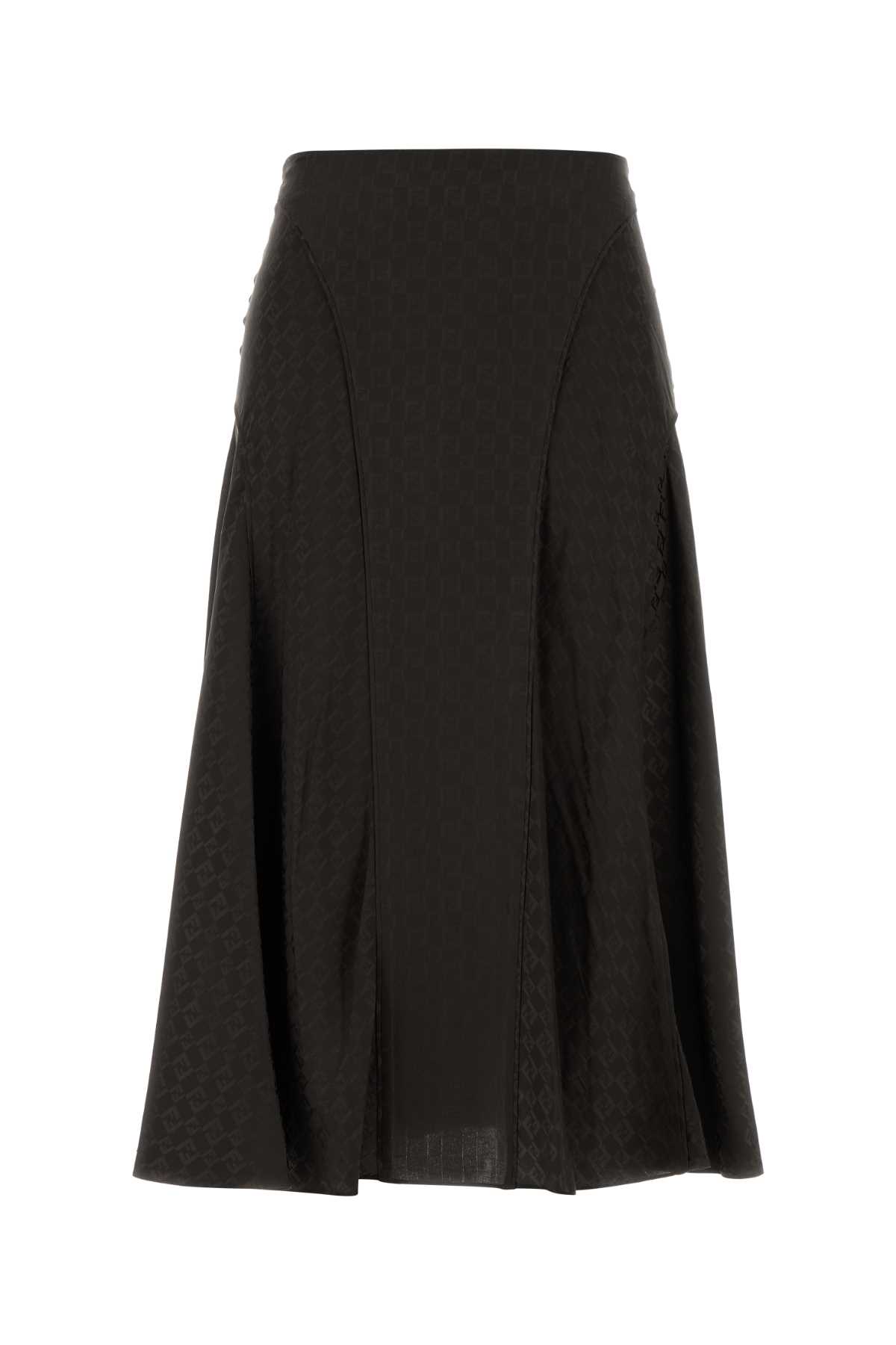 Fendi Embroidered Silk Skirt