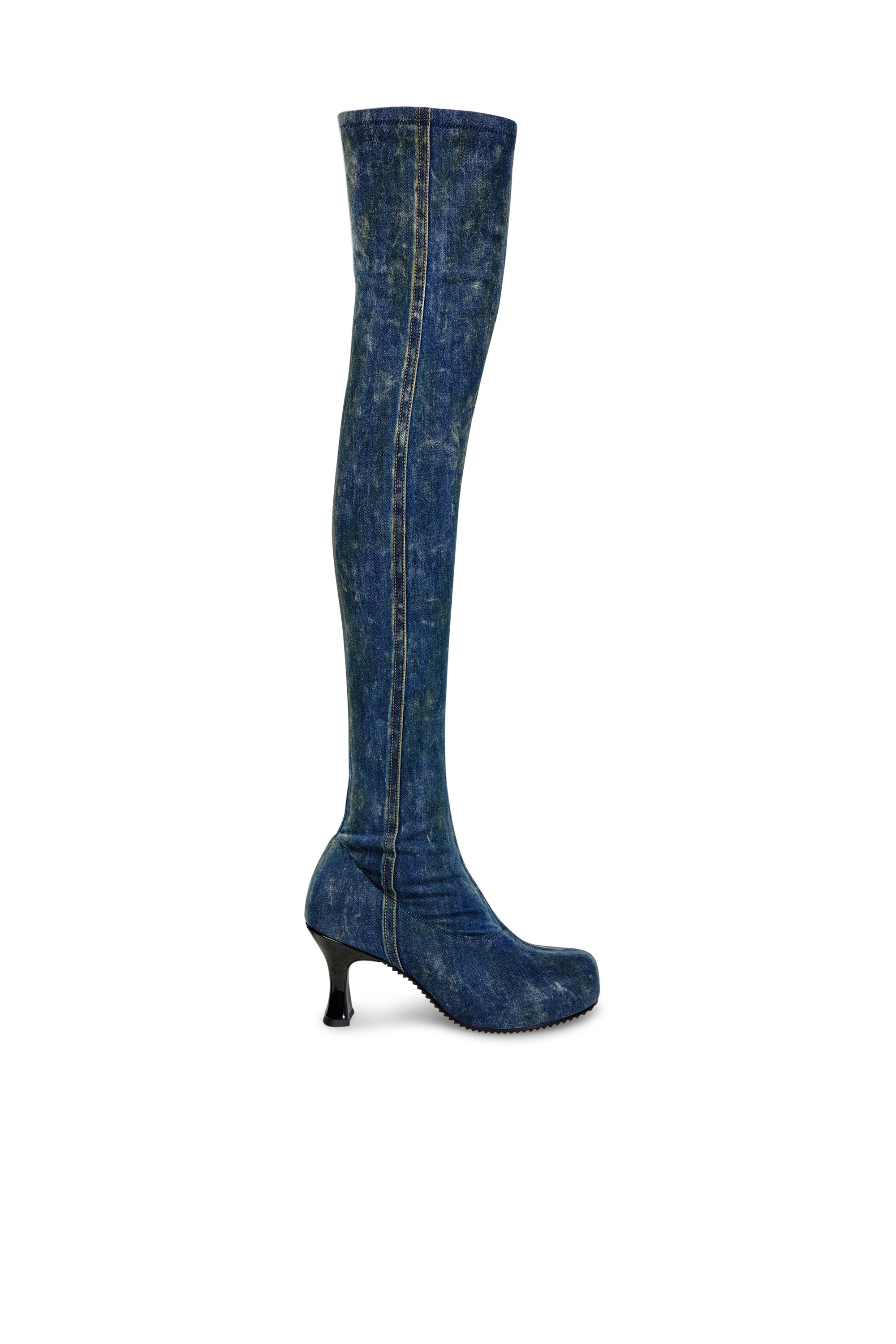 Diesel - D-Woodstock-Over-the-knee boots in denim - Boots - Woman - Blue