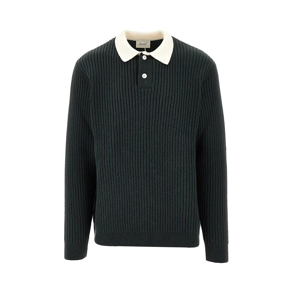 FORET Ribbed wool-blend polo shirt Man S