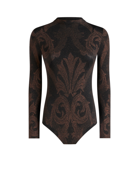 Etro, Body En Jacquard Métallisé, Femme, Marron Foncé, Taille S