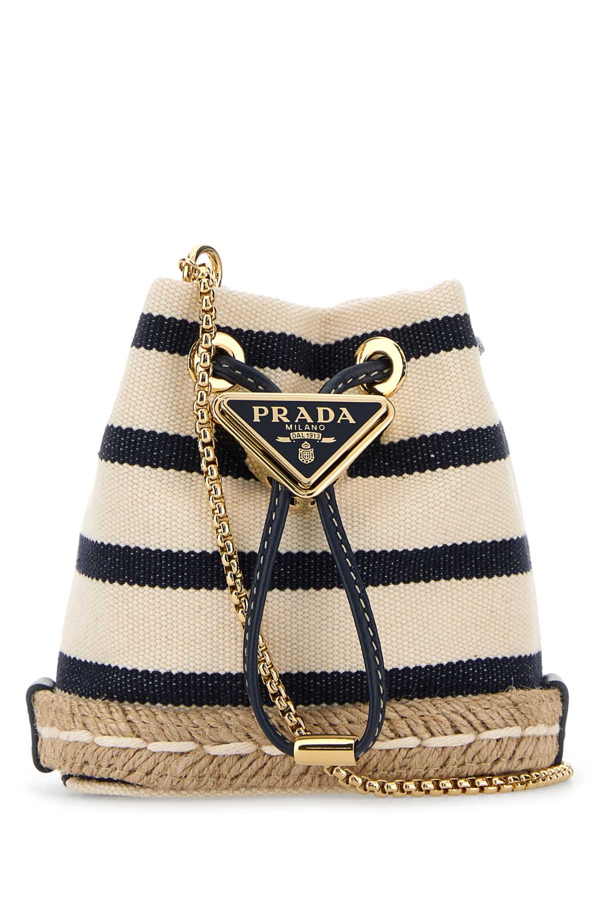 Prada Embroidered Canvas Bucket Bag