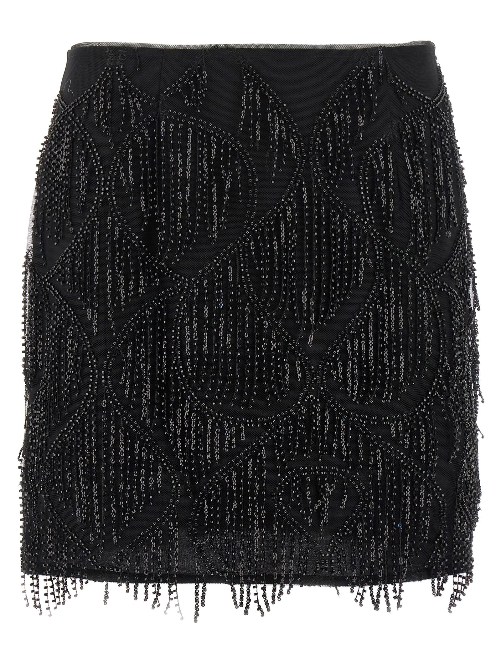 Rotate by Birger Christensen Beaded Fringed Skirt