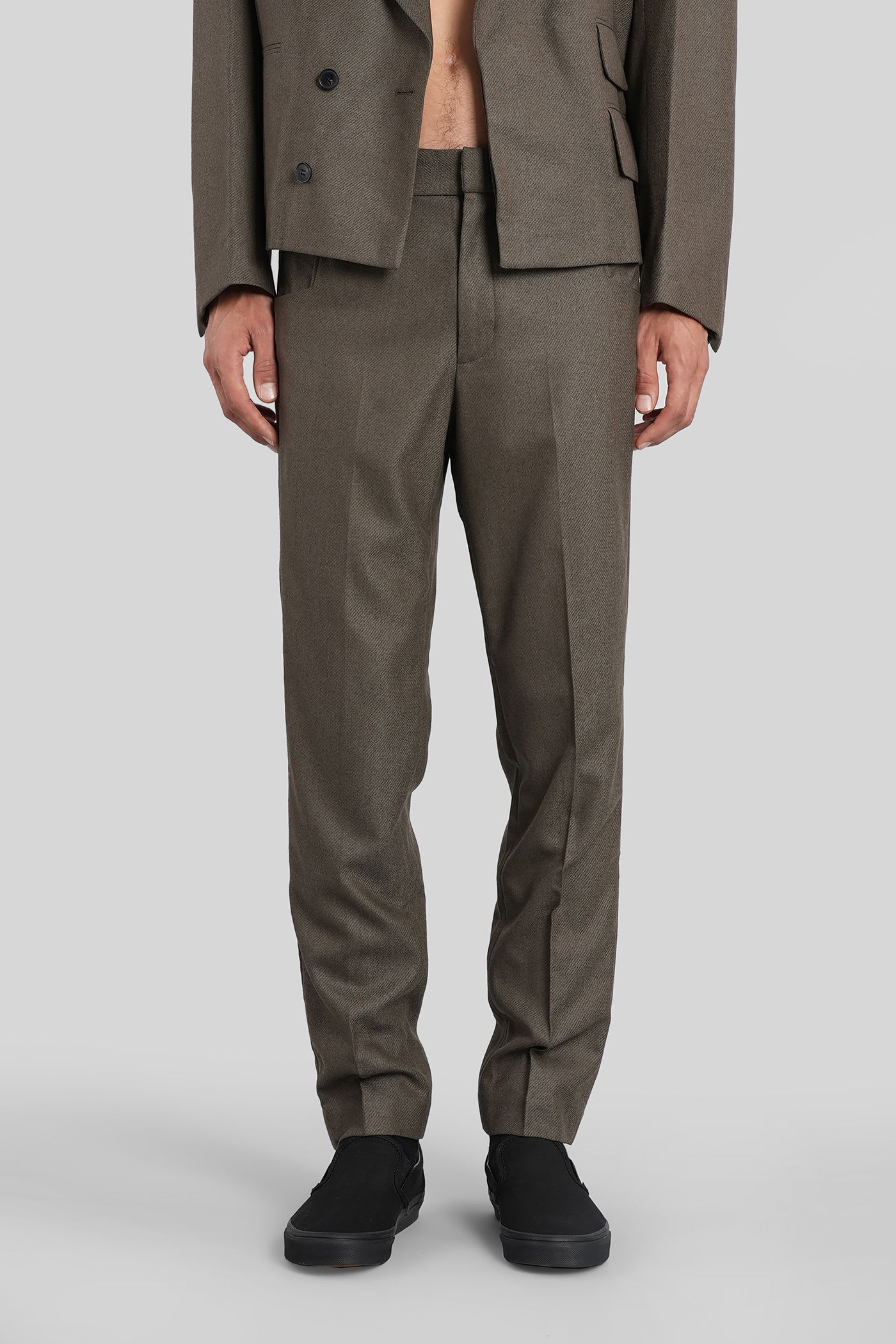 Entire Studios Slim Trouser Pants In Green Wool