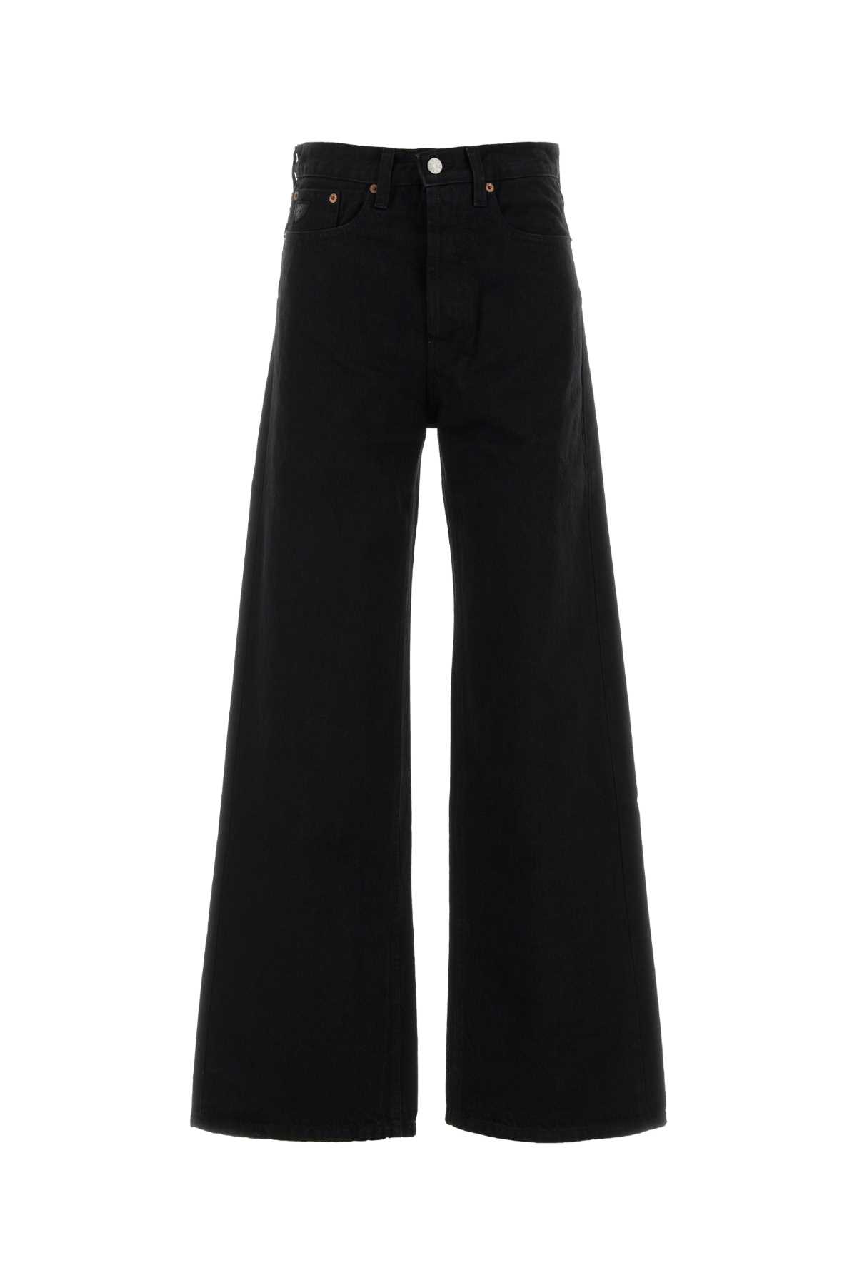 Lois Black Denim Skater Wide-leg Jeans