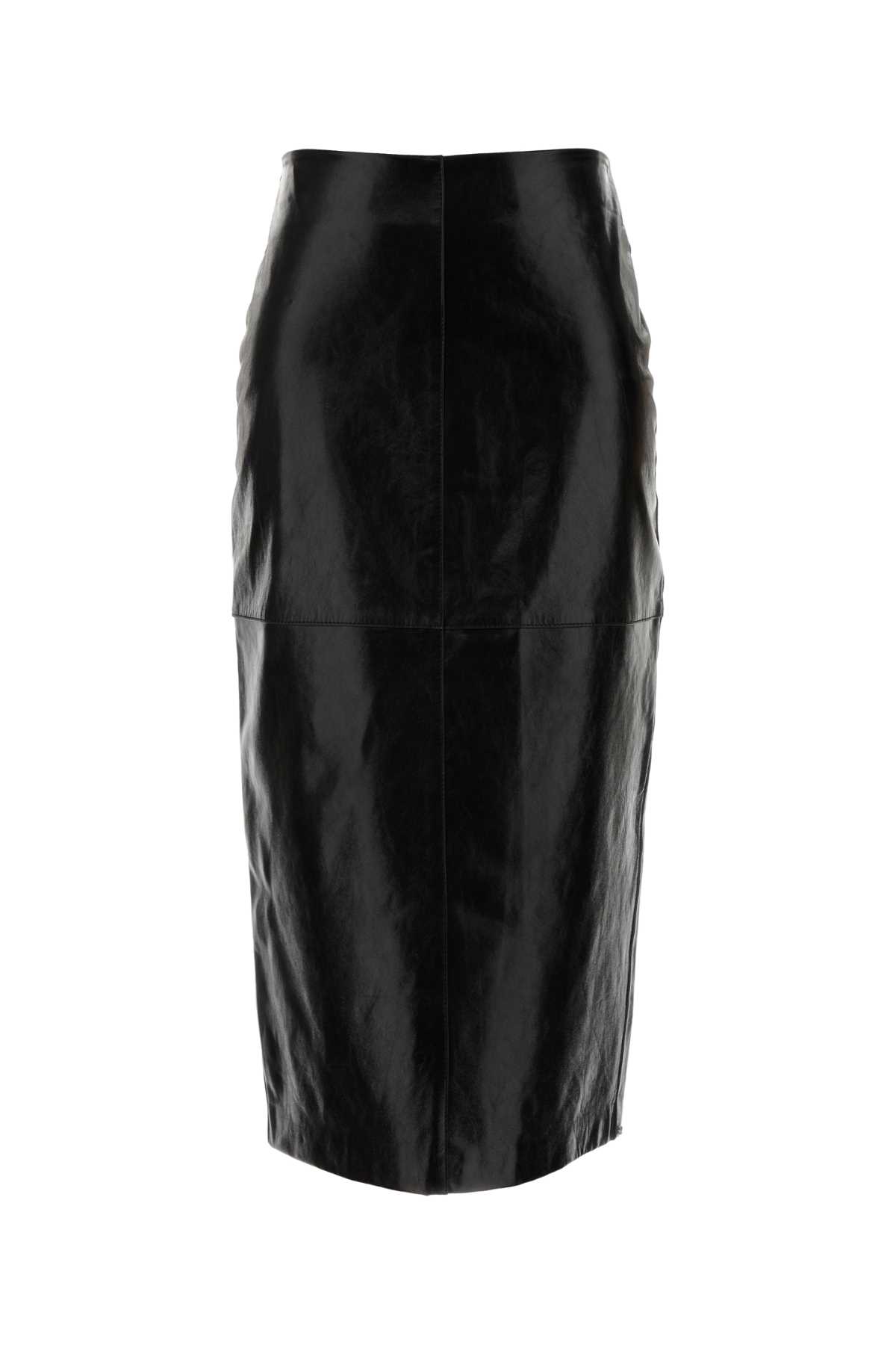SportMax Black Leather Afa Skirt