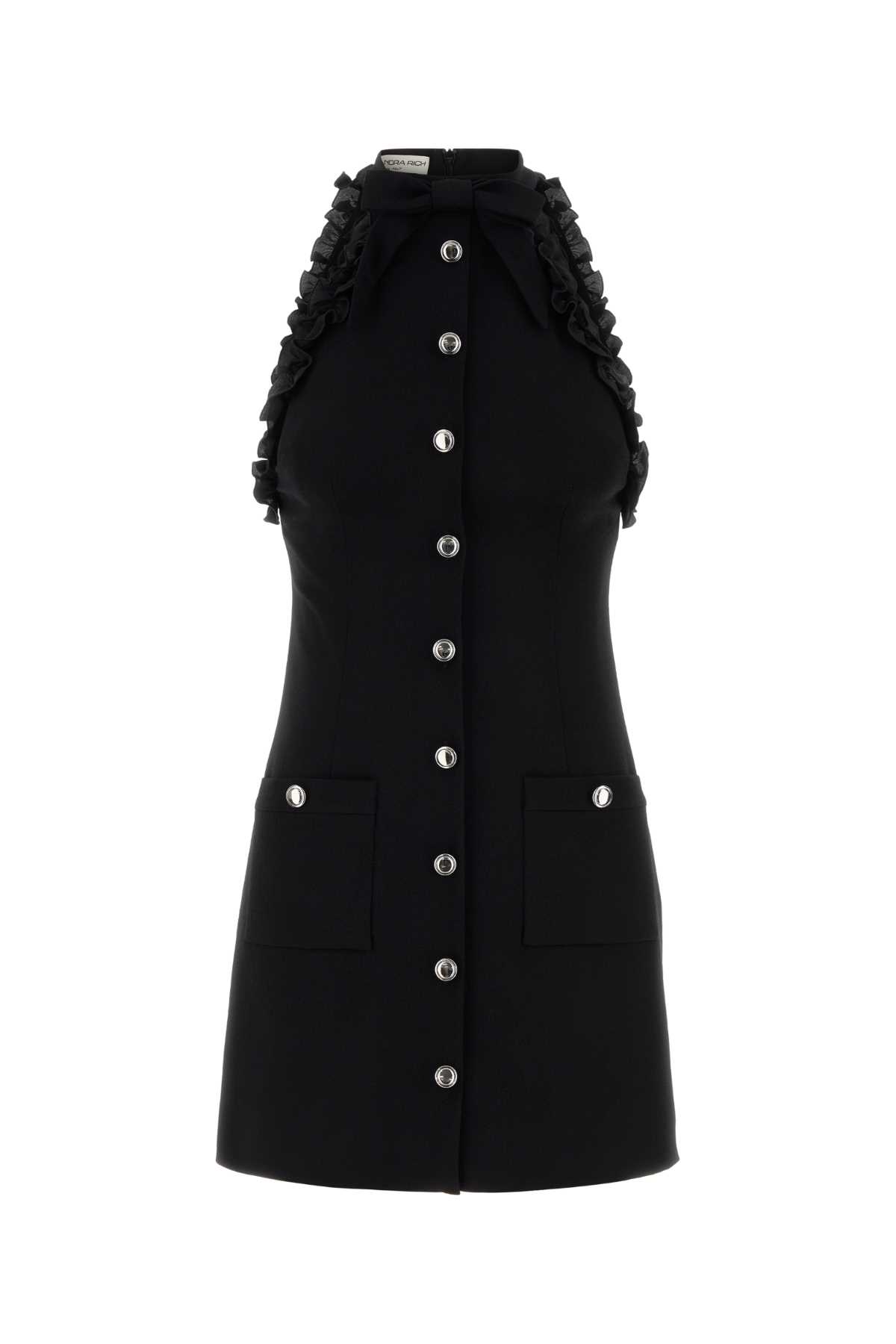 Alessandra Rich Black Stretch Crepe Mini Dress