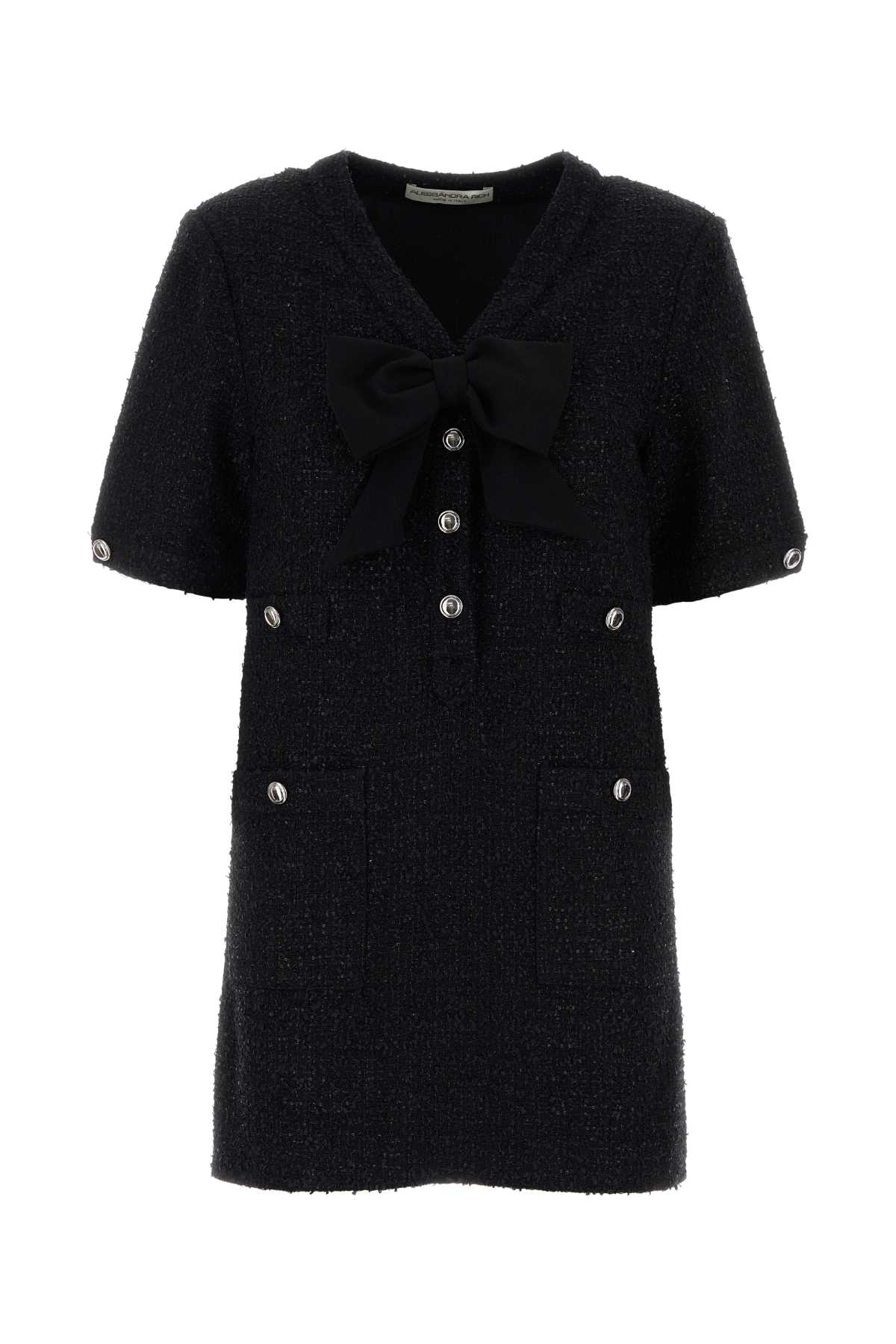 Alessandra Rich Black Tweed Mini Dress