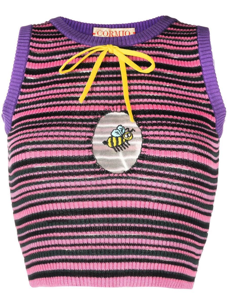 Cormio Mini Stripes Knit Top With Oblo` Clothing