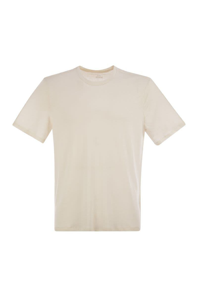 Majestic Filatures Crew-Neck And Short-Sleeved T-Shirt In Linen