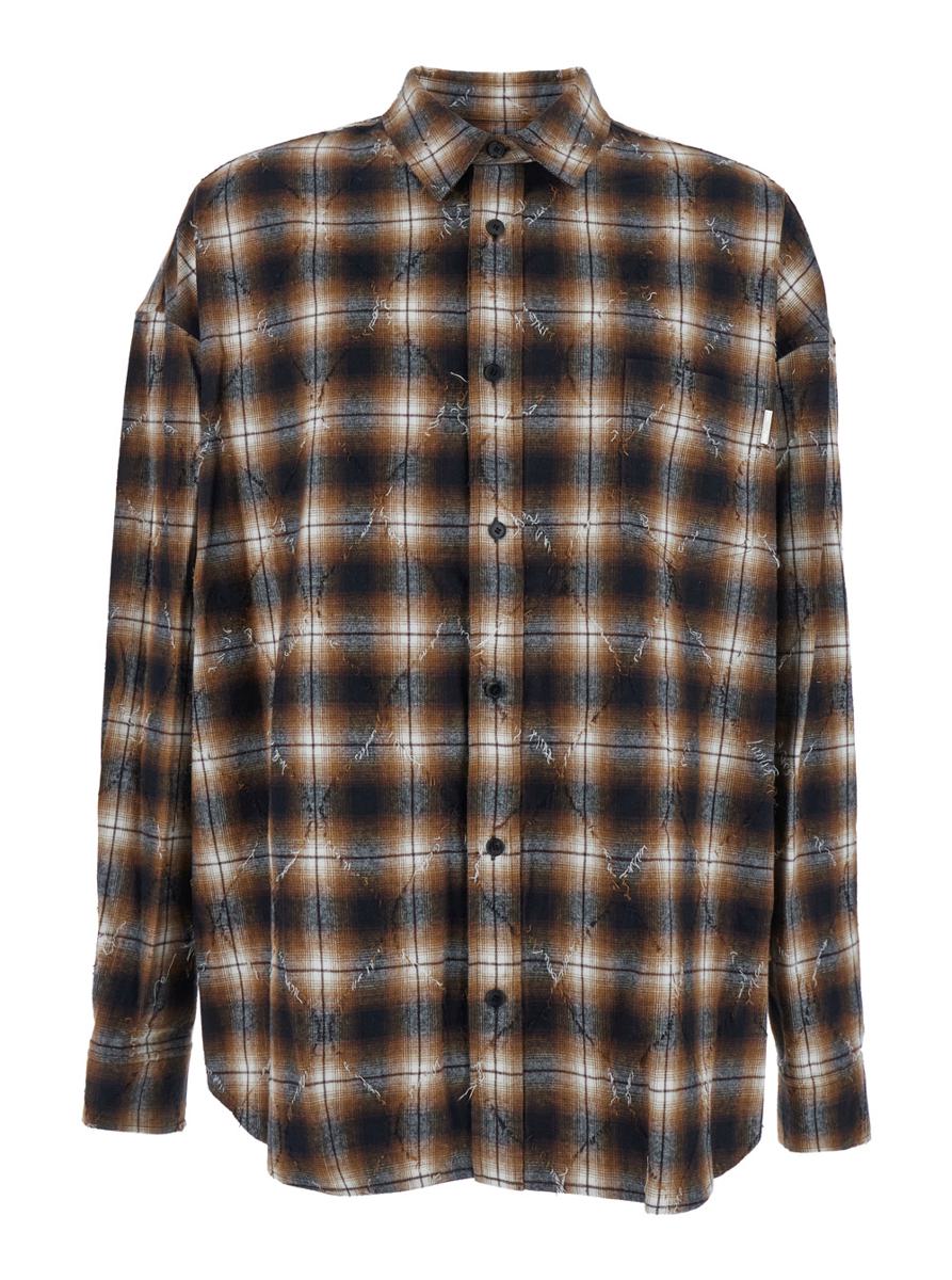 Multicolor Shirt With Classic Collar And All-Over Check Motif In Cotton Man