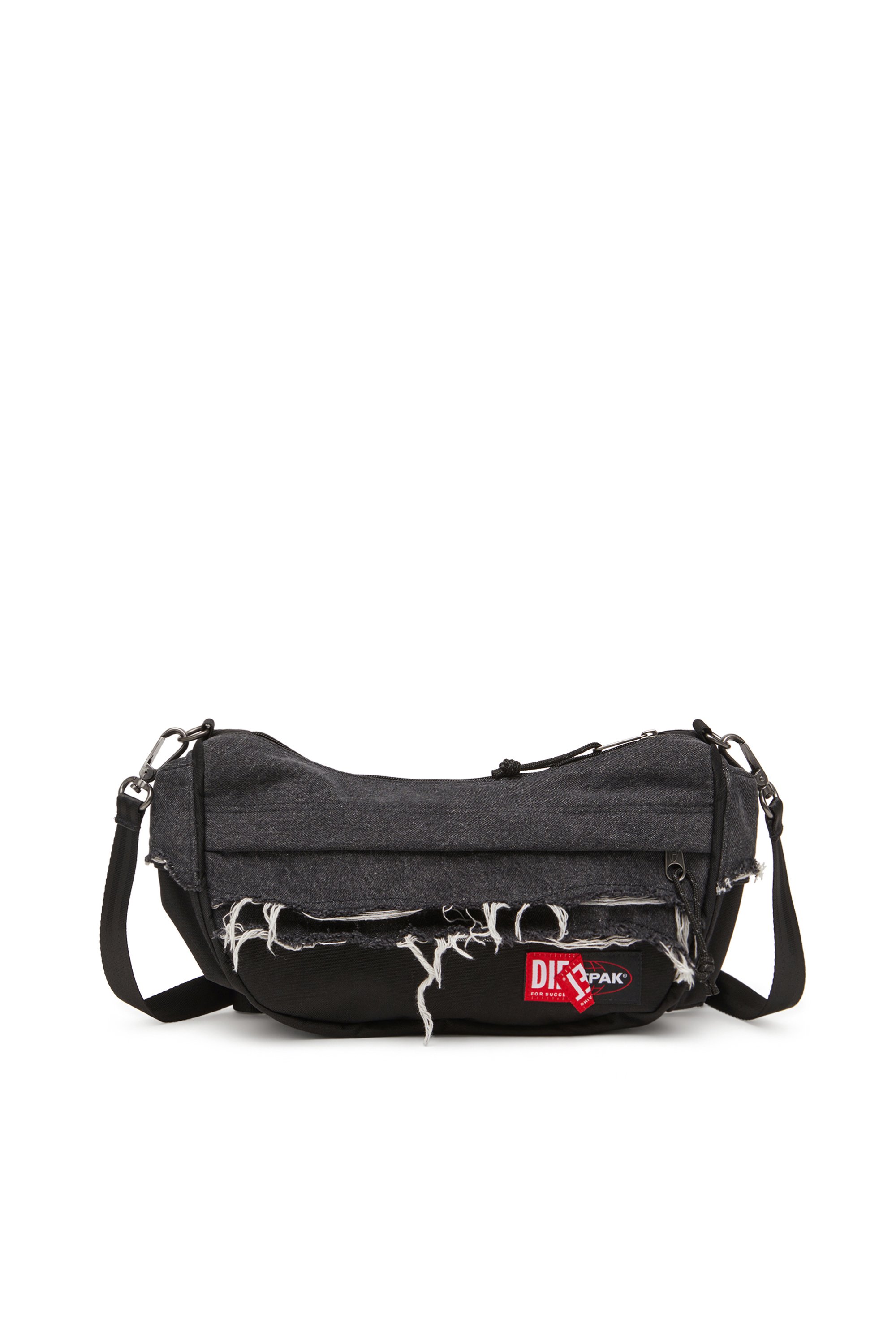 Diesel - Shoulder bag in destroyed denim and CORDURA - Crossbody Bags - Unisex - Black