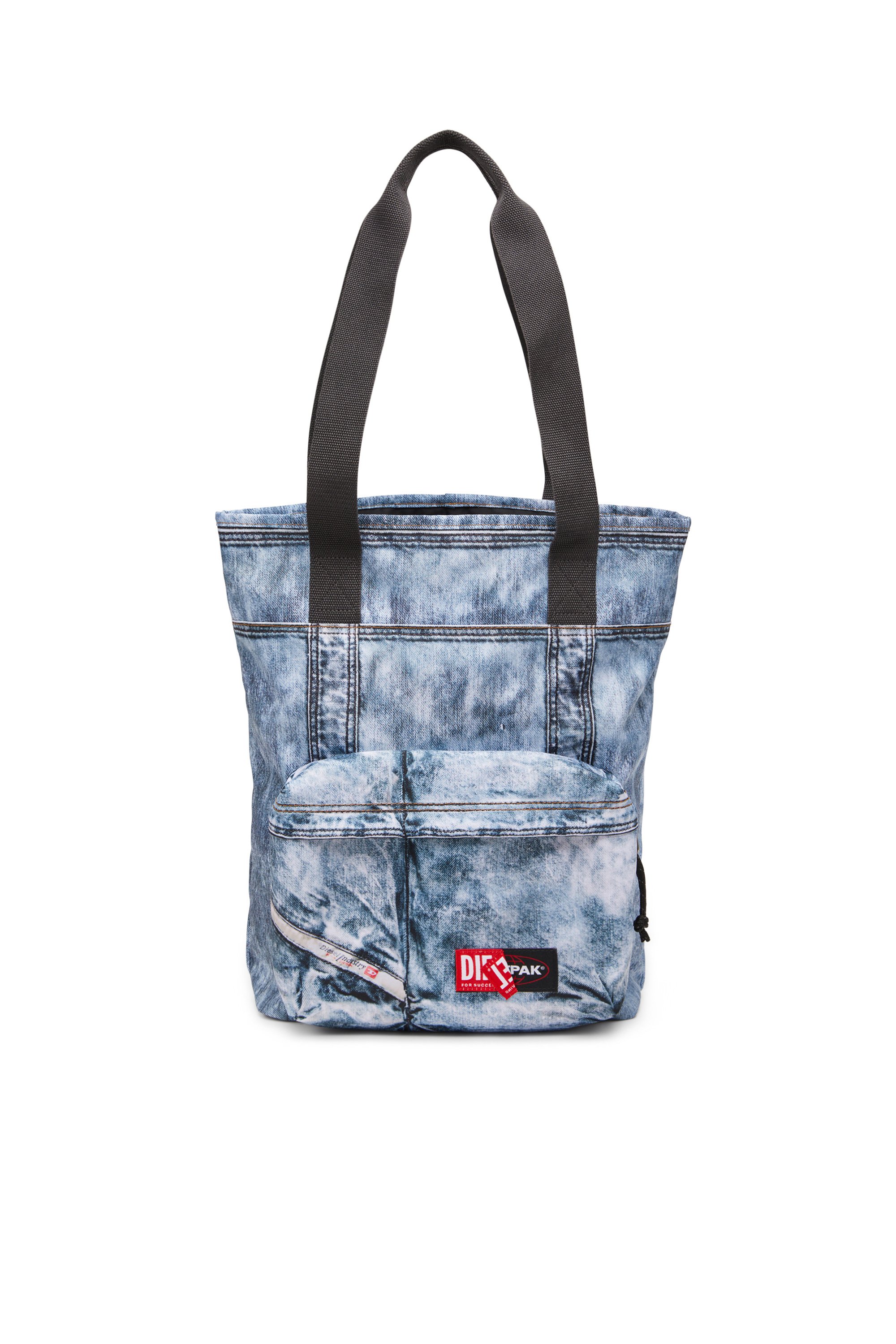 Diesel - Tote bag in trompe l'oeil denim - Crossbody Bags - Unisex - Blue
