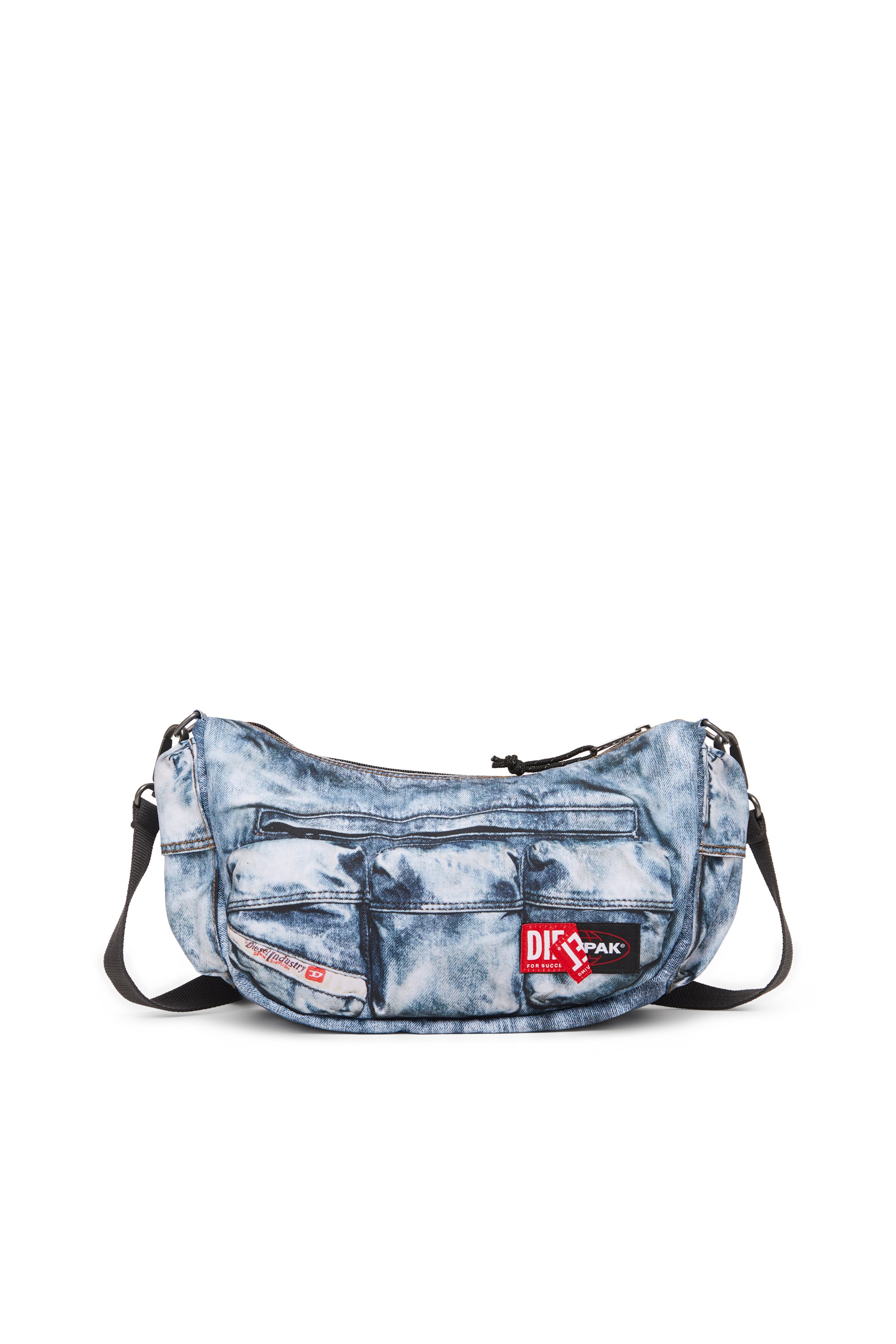 Diesel - Multipocket bag in trompe l'oeil denim - Crossbody Bags - Unisex - Blue