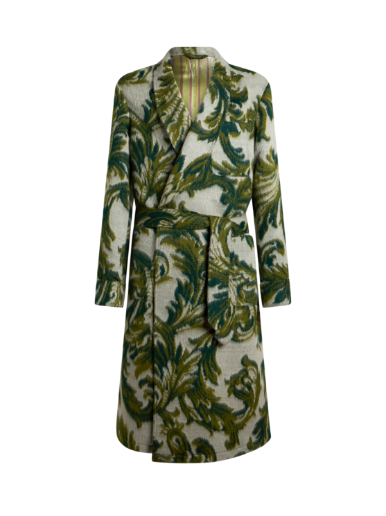 Etro, Manteau Façon Peignoir En Jacquard De Laine Mélangée, Homme, Vert, Taille 46
