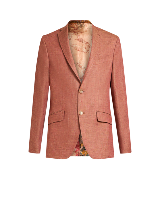 Etro, Blazer En Lin Flammé Mélangé, Homme, Rouge, Taille 58