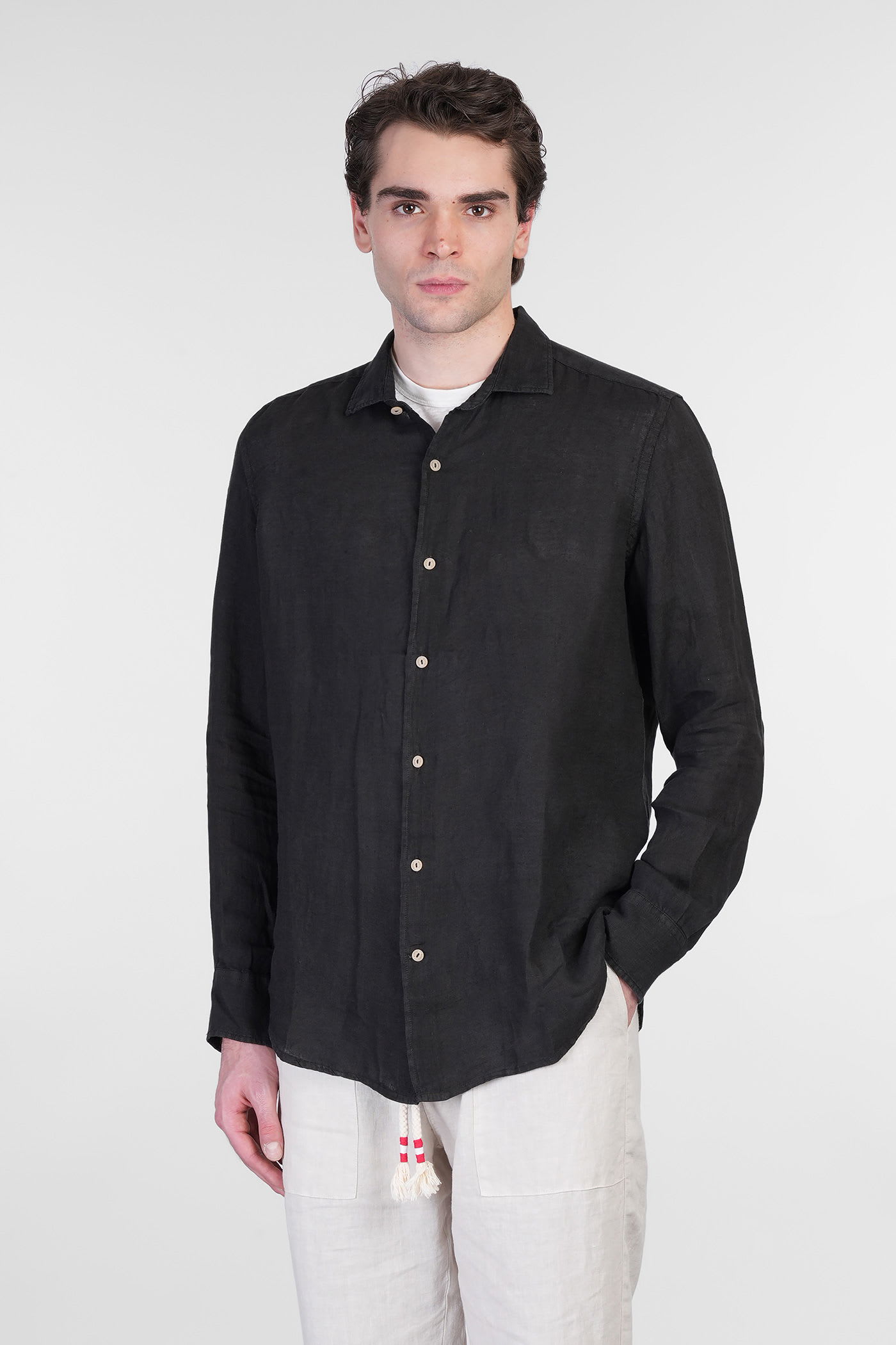 MC2 Saint Barth Pamplona Shirt In Black Linen