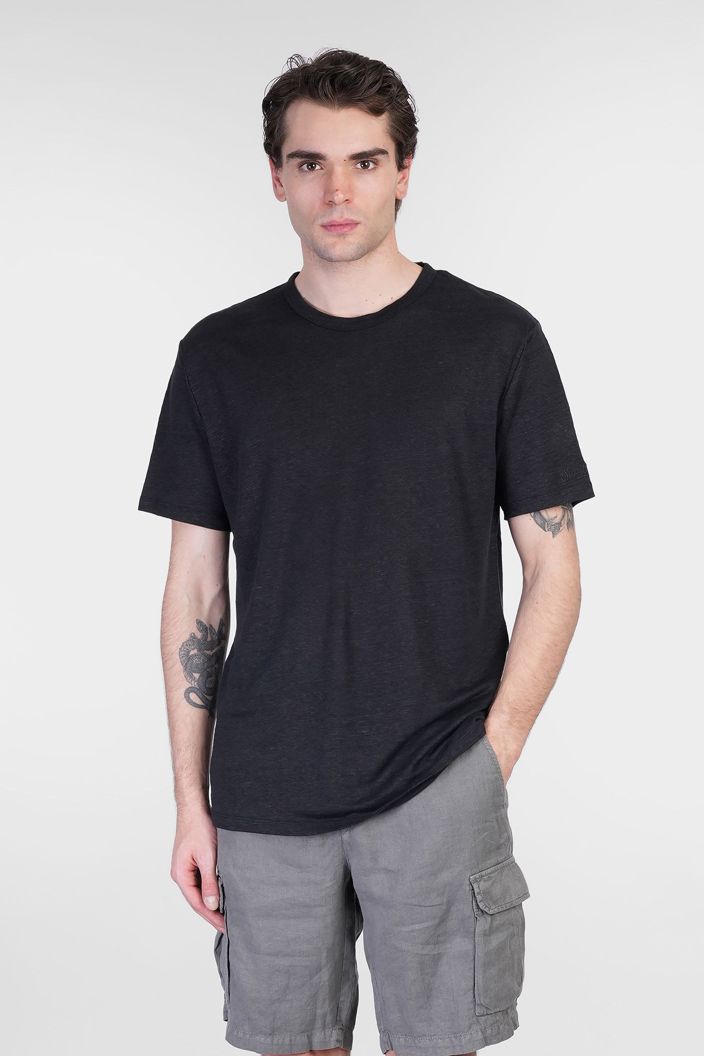 MC2 Saint Barth Ecstasea N T-shirt In Black Linen