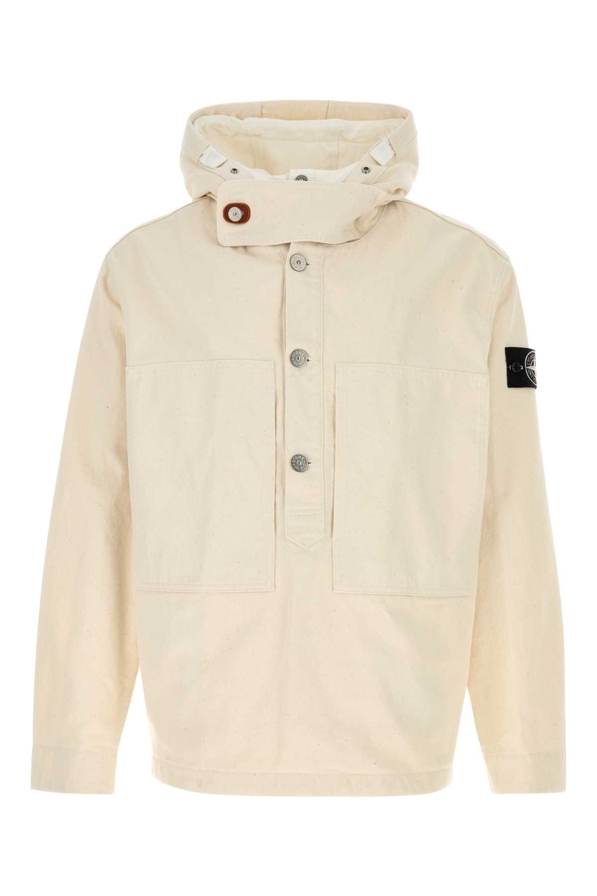 Stone Island Melange Ivory Cotton Parka