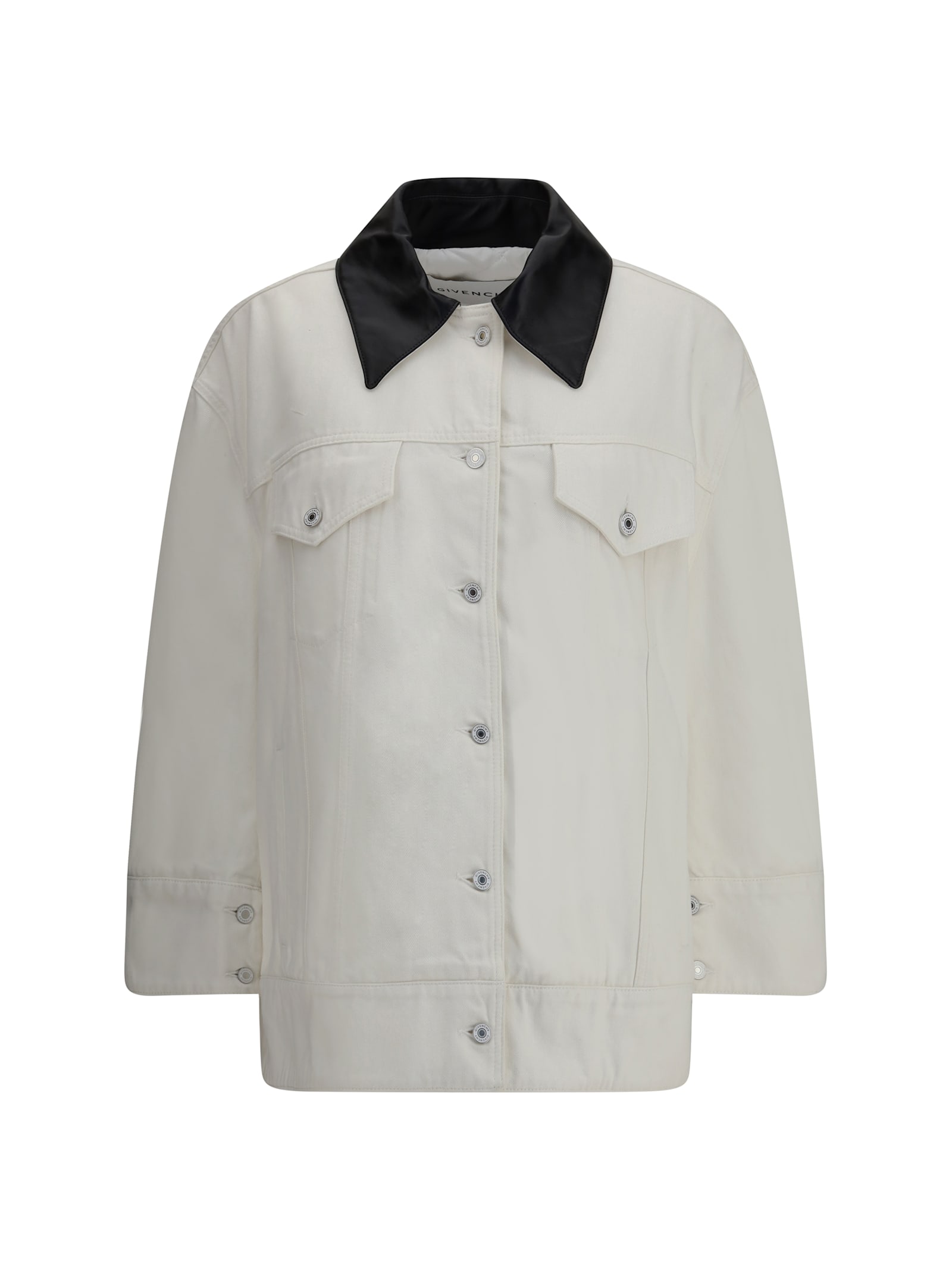 Givenchy Denim Jacket With Leather Collar