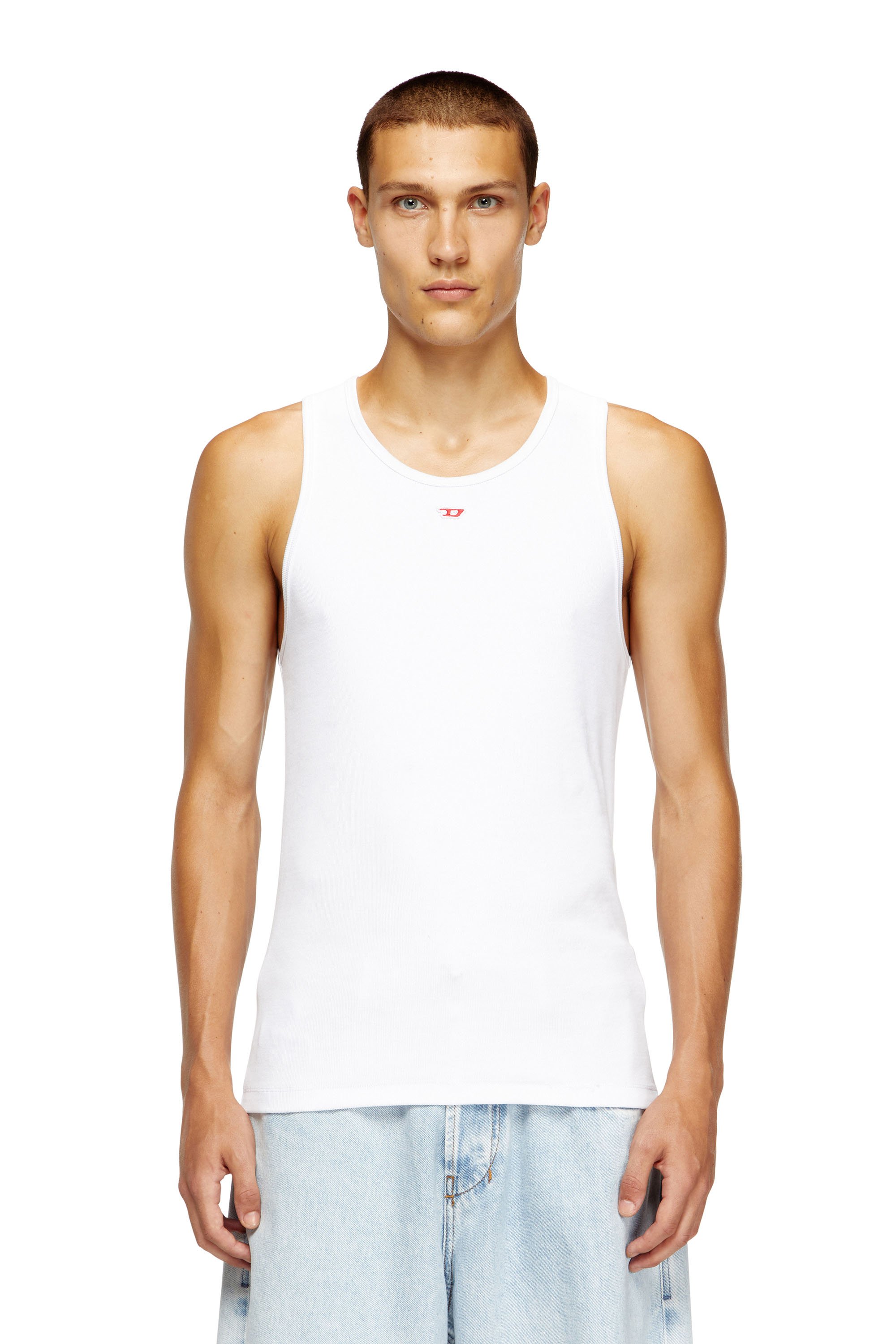 Diesel - Tank top with mini D logo patch - T-Shirts - Man - White