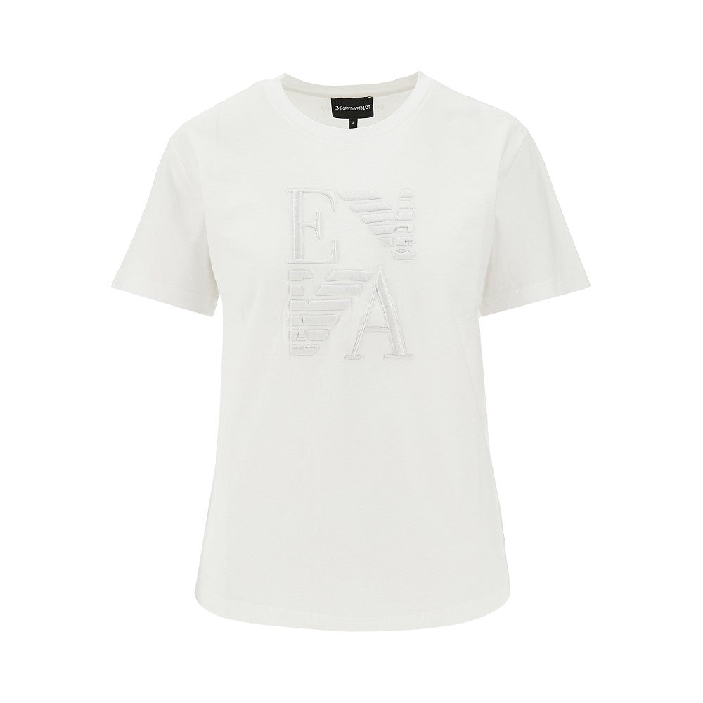 EMPORIO ARMANI Organic cotton T-shirt with logo embroidery Woman S