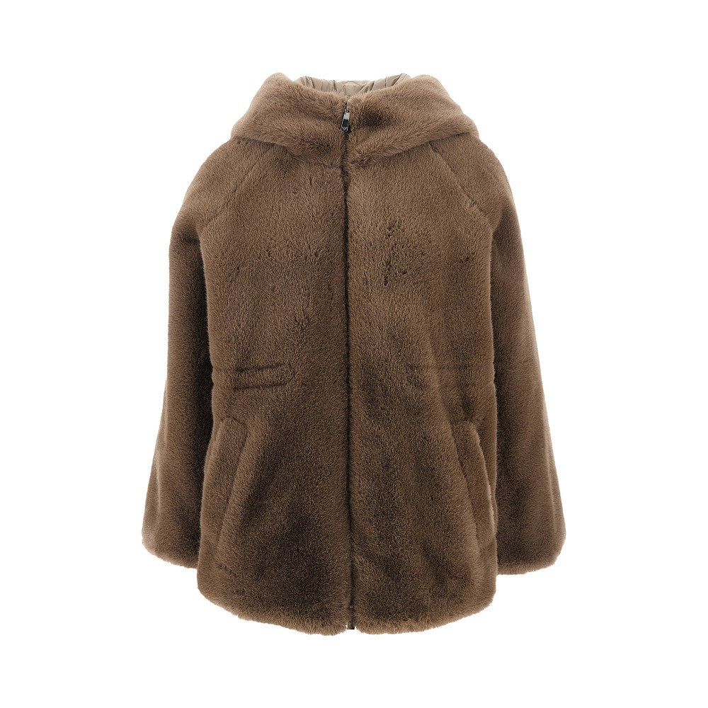 EMPORIO ARMANI Faux fur and nylon reversible jacket Woman 40