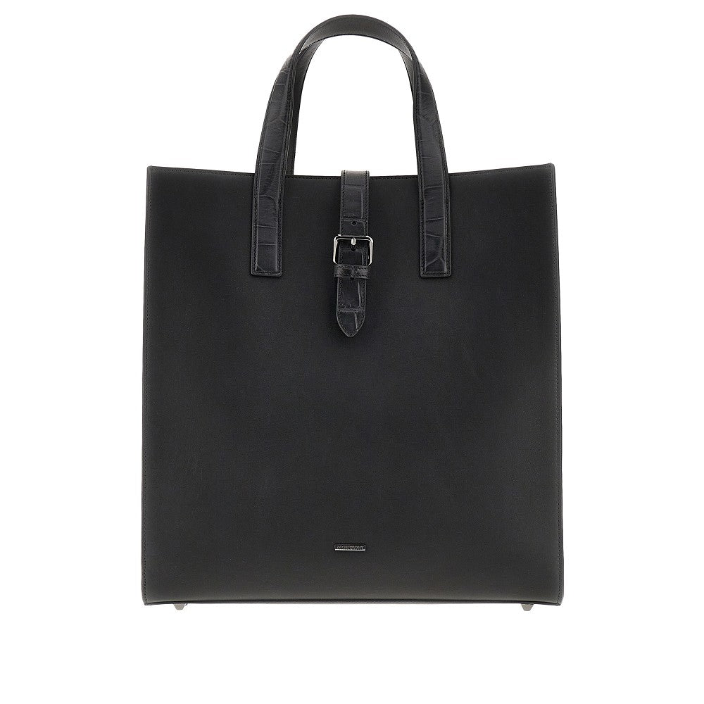 EMPORIO ARMANI Smooth leather shopping bag Man One Size